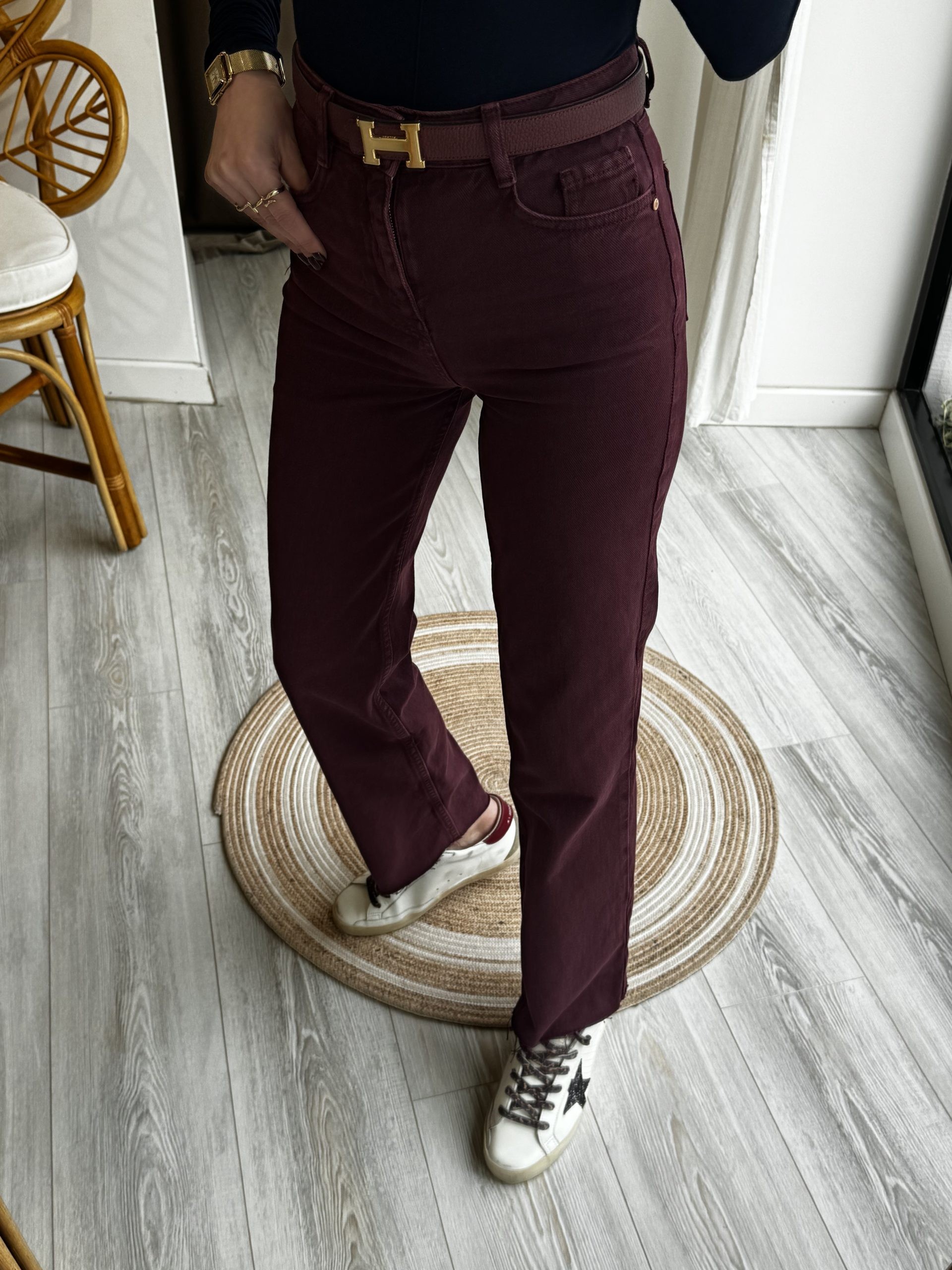Orjinal Marka Bordo Renk Jean