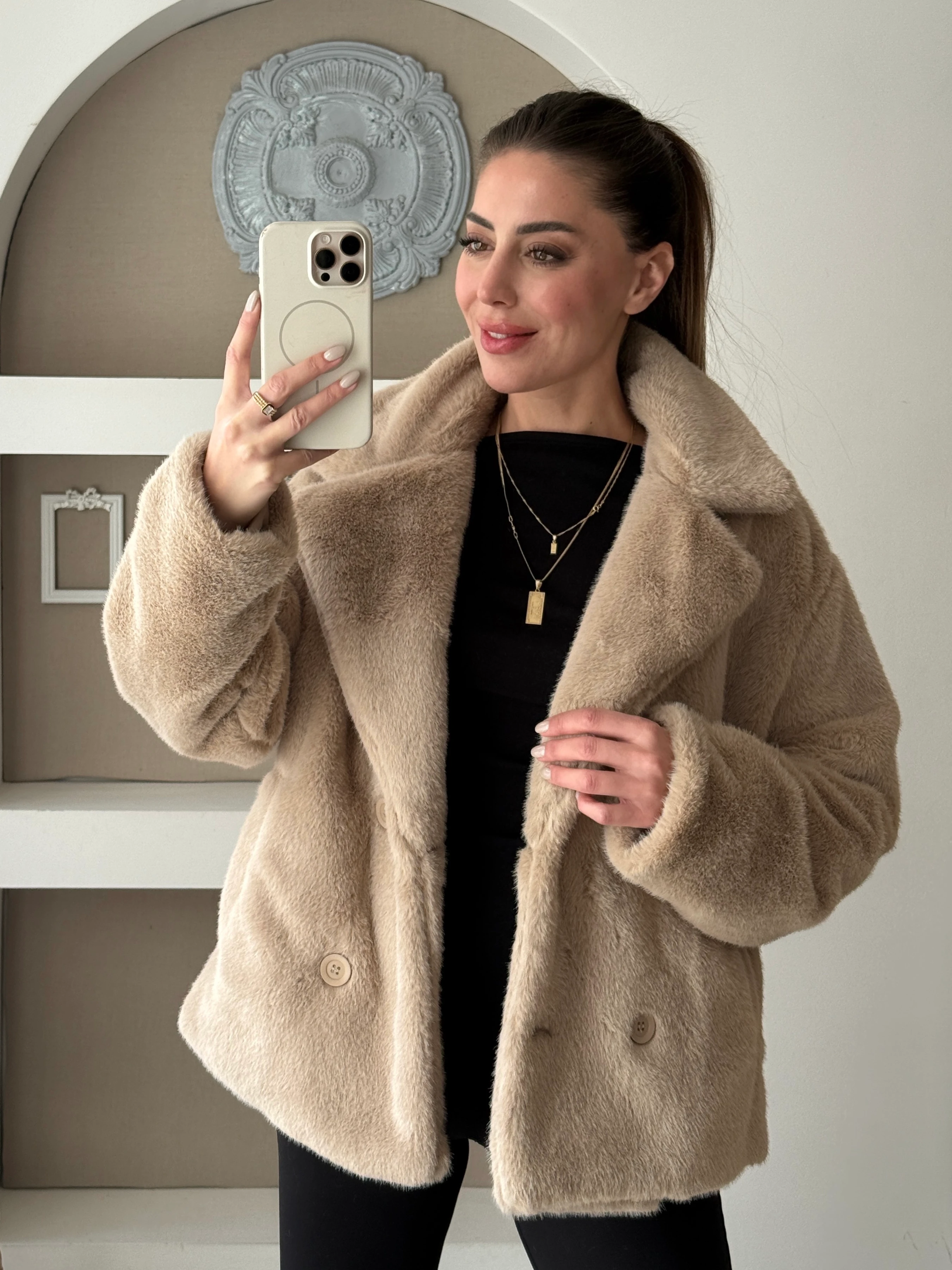 Premium Kürk Ceket - Vizon