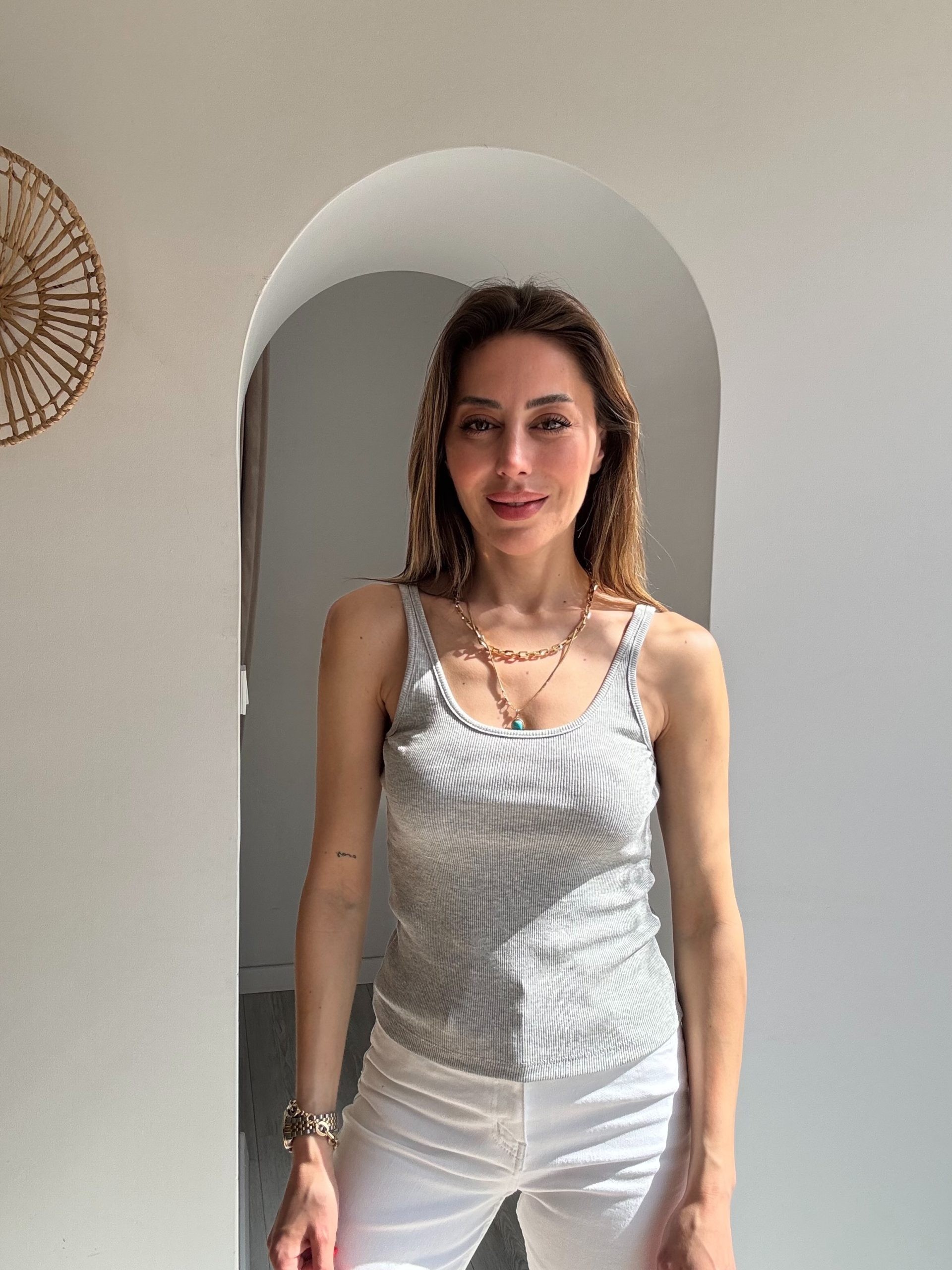 Gri Askılı Fitilli Atlet