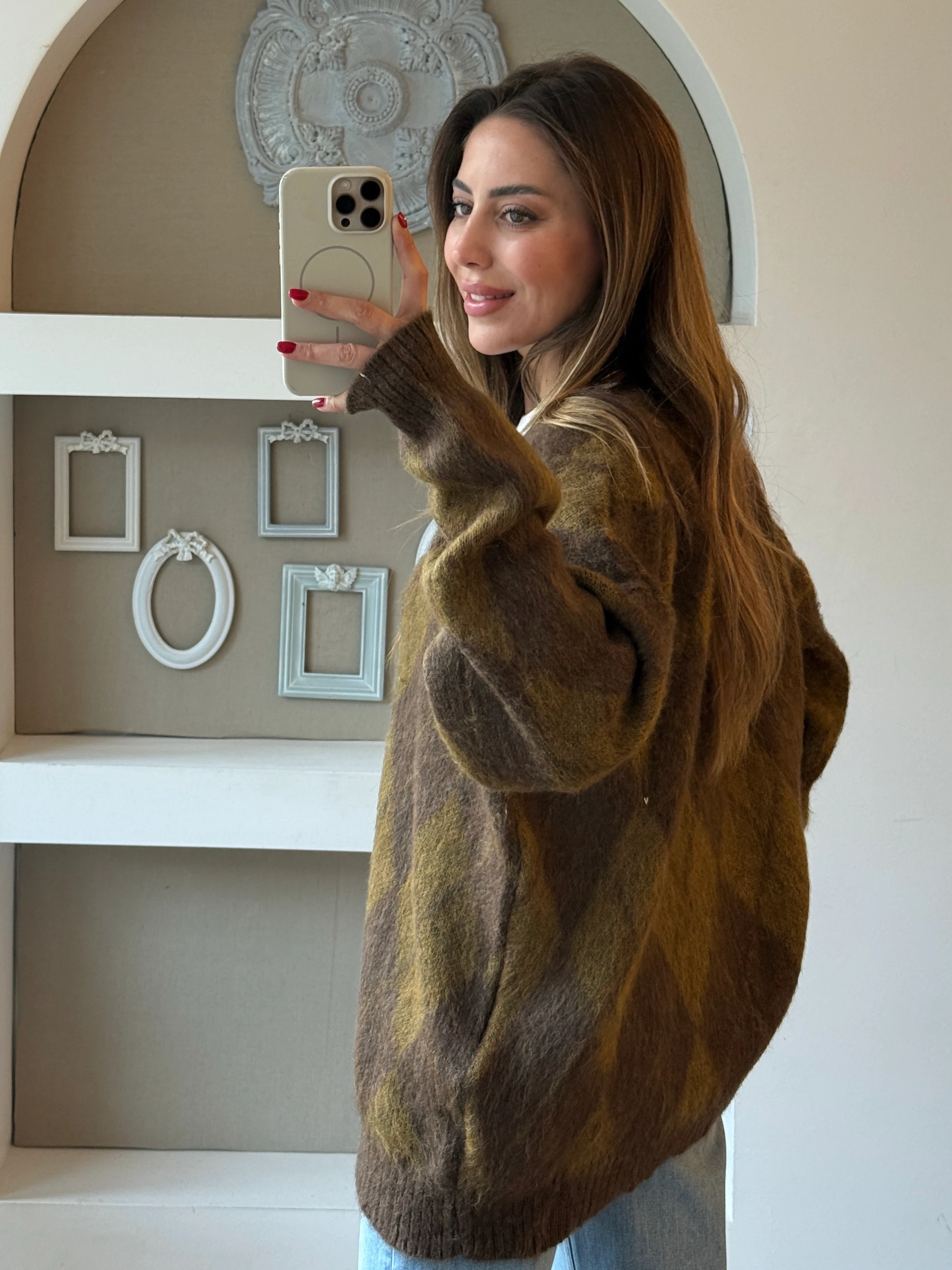 Baklava Desen Hırka - yeşil