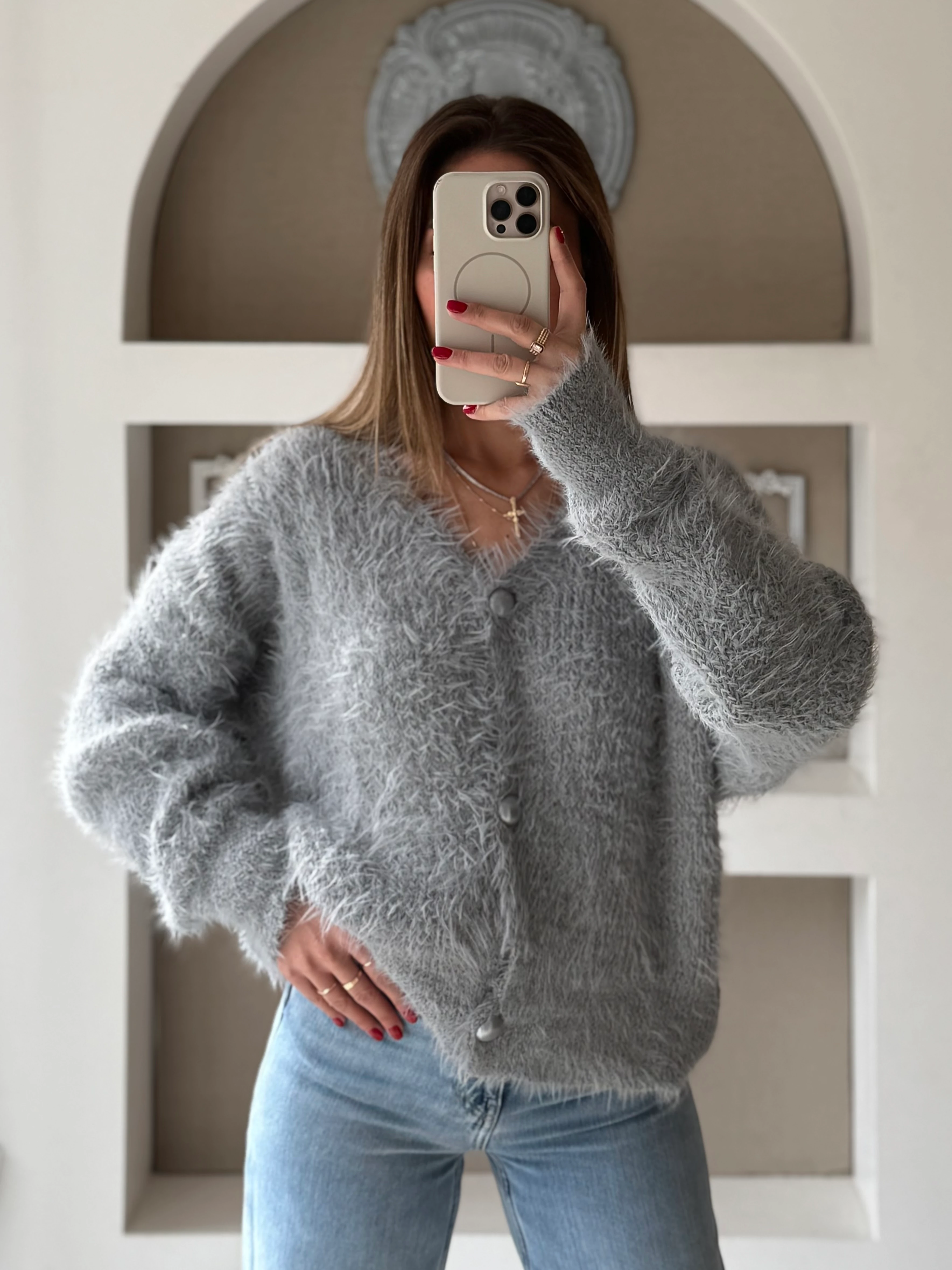 Yumoş Hırka  - Gri