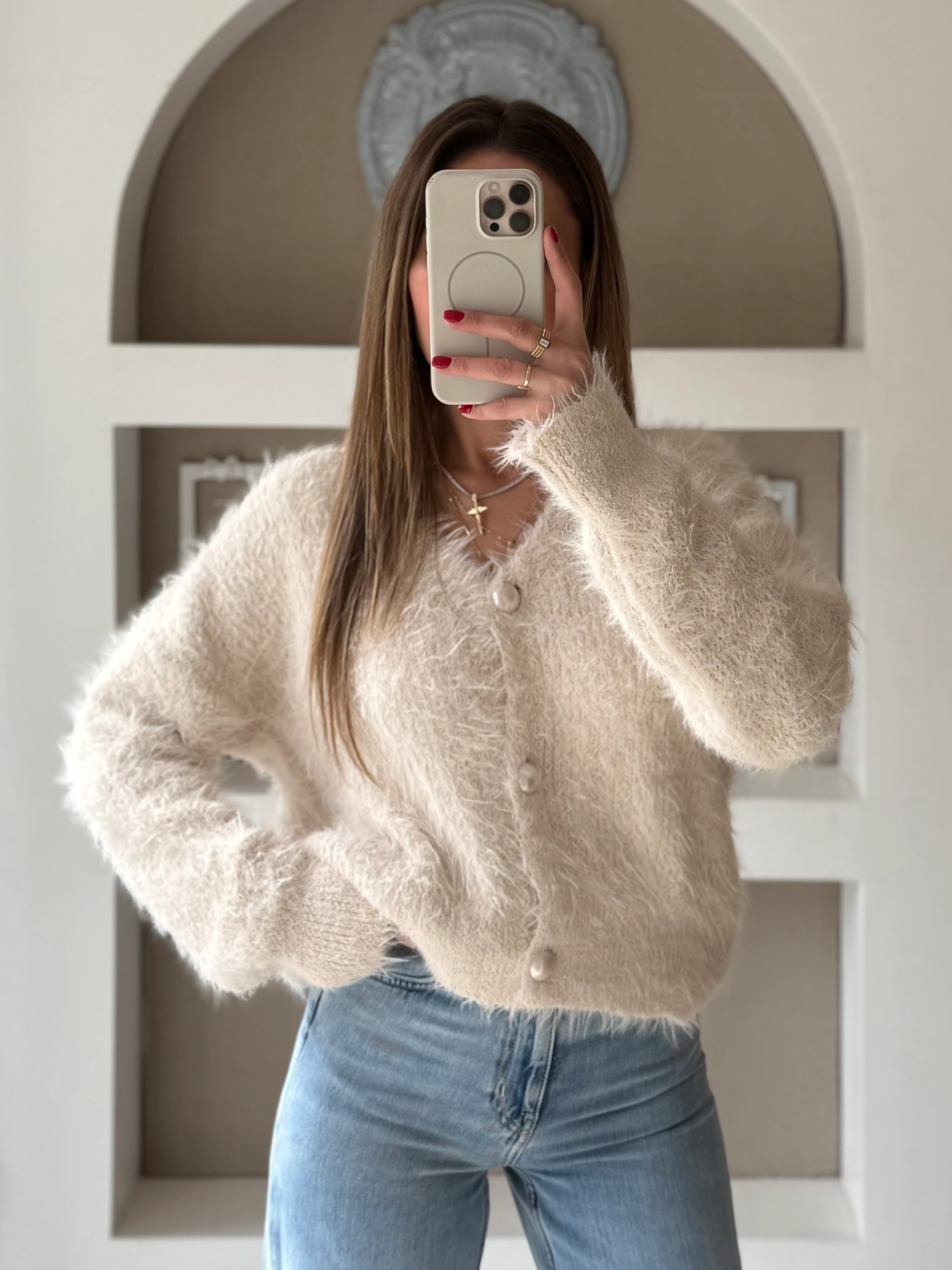 Yumoş Hırka  - Ekru