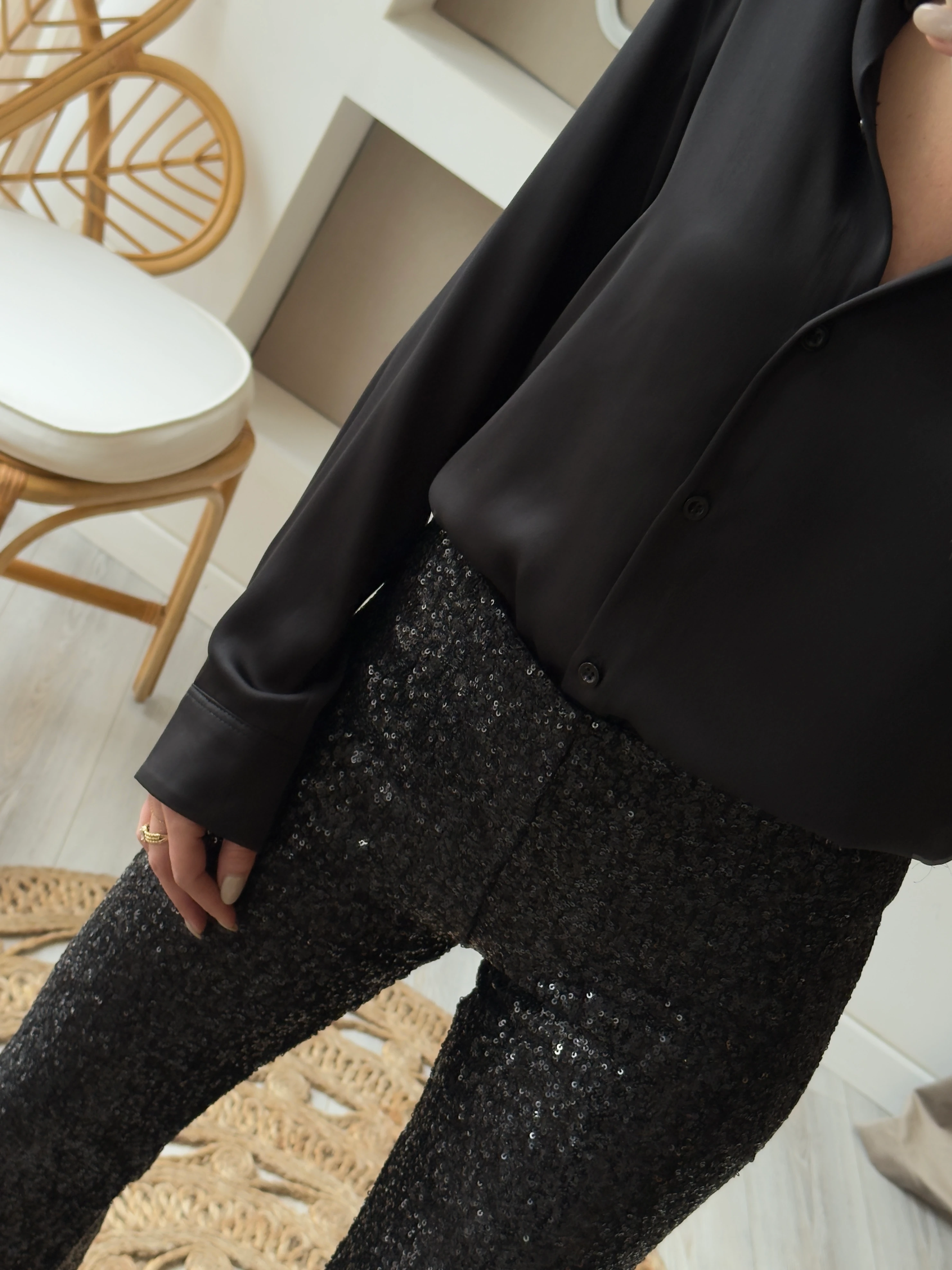 Payetli İspanyol Paça Pantolon