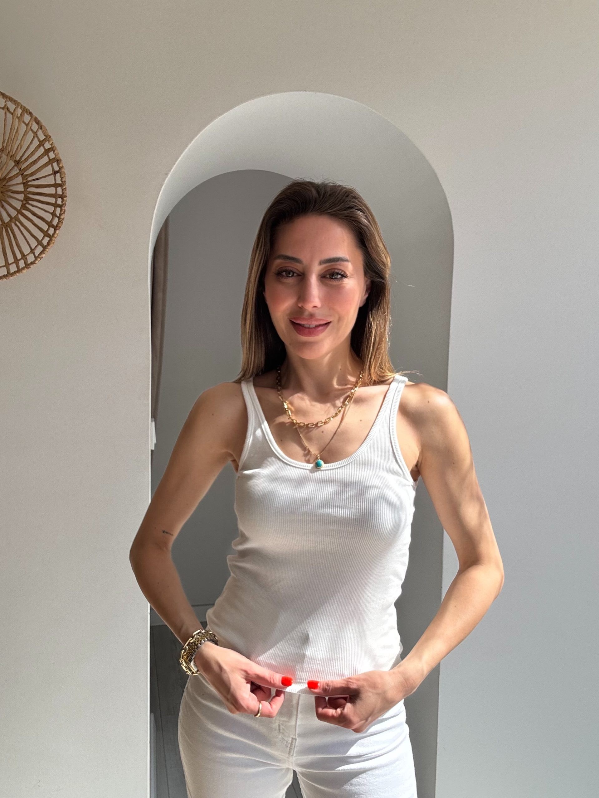Beyaz Askılı Fitilli Atlet