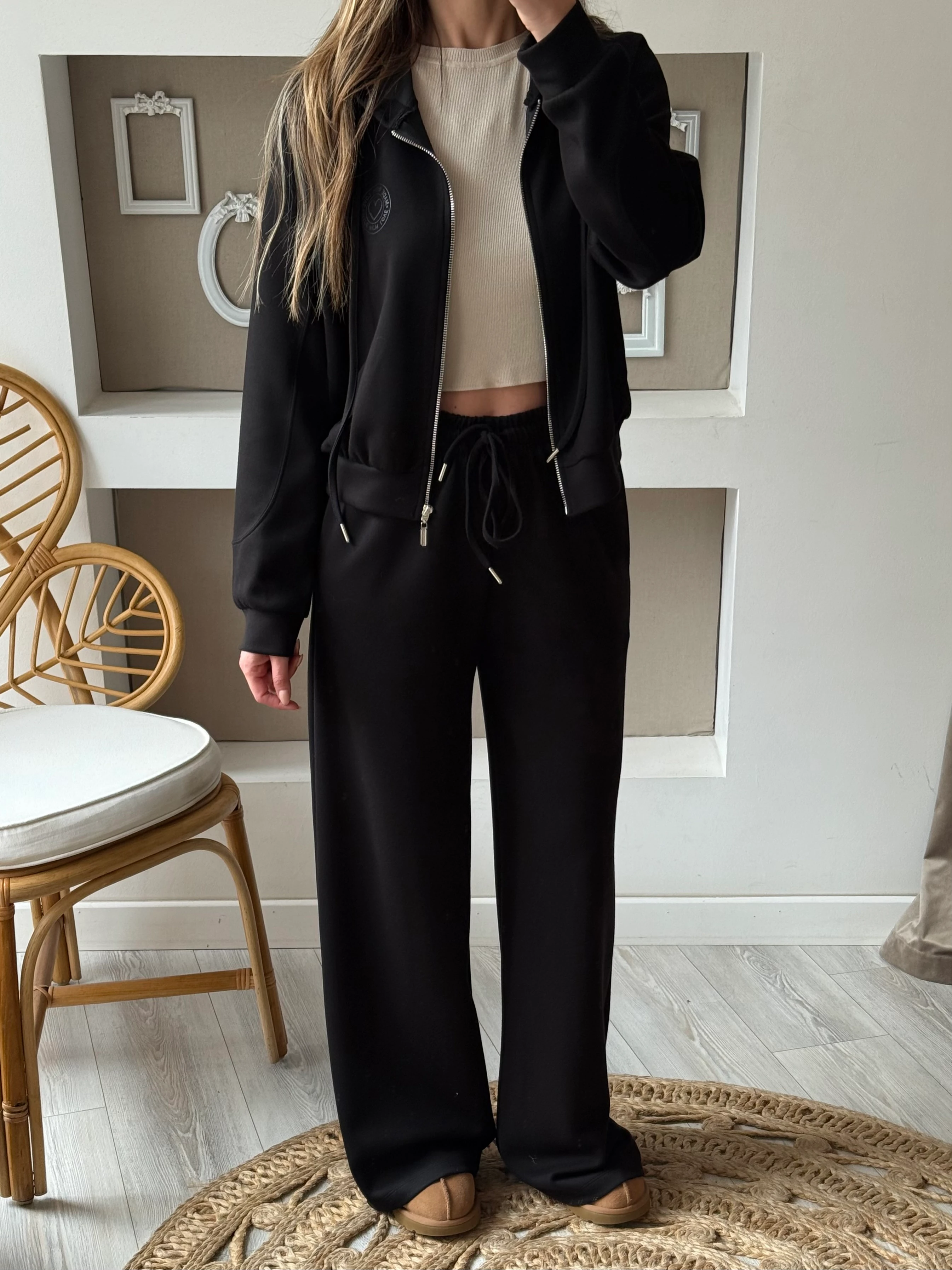 Kalp Baskı Detaylı Fermuarlı Takım