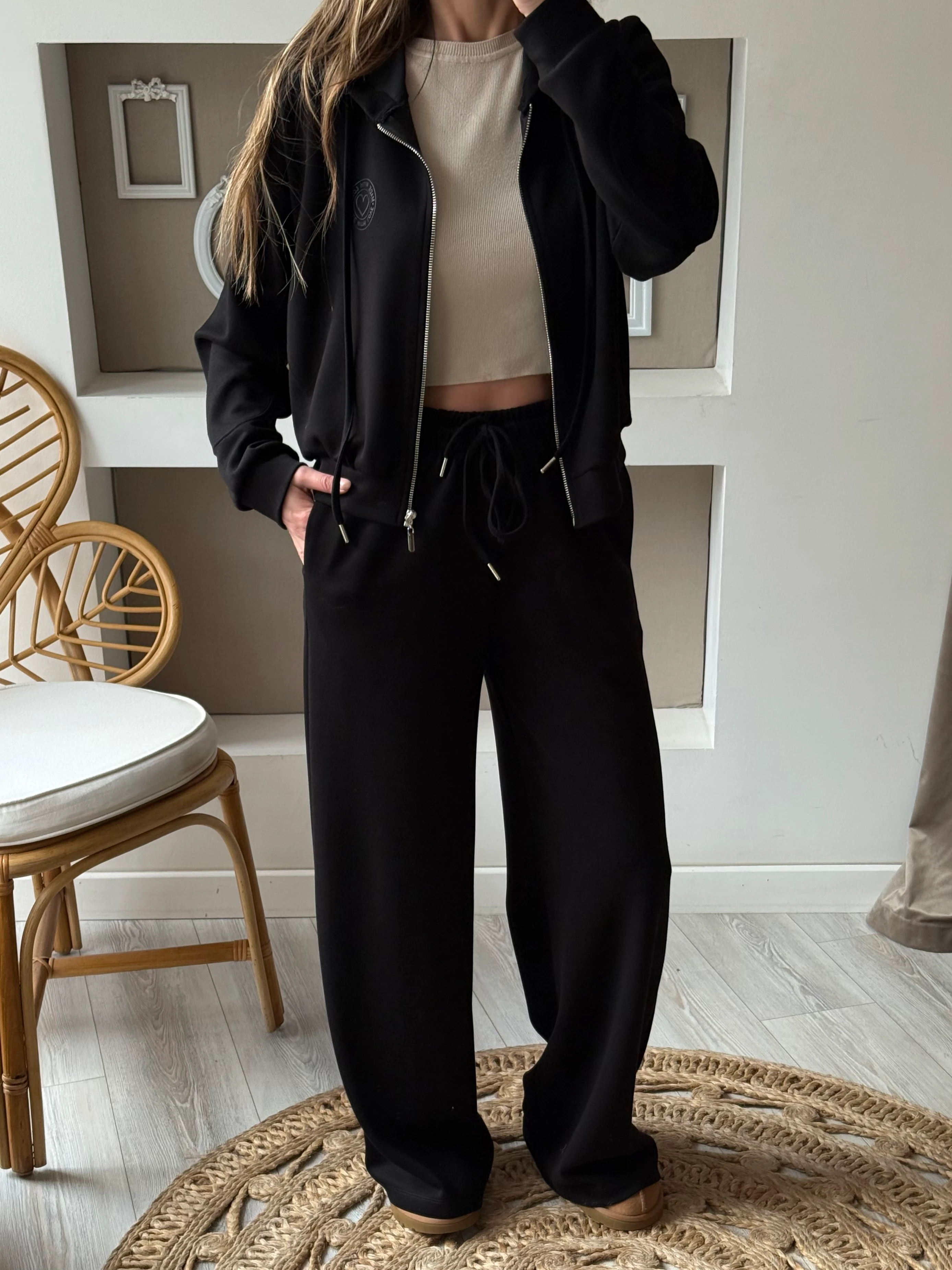 Kalp Baskı Detaylı Fermuarlı Takım