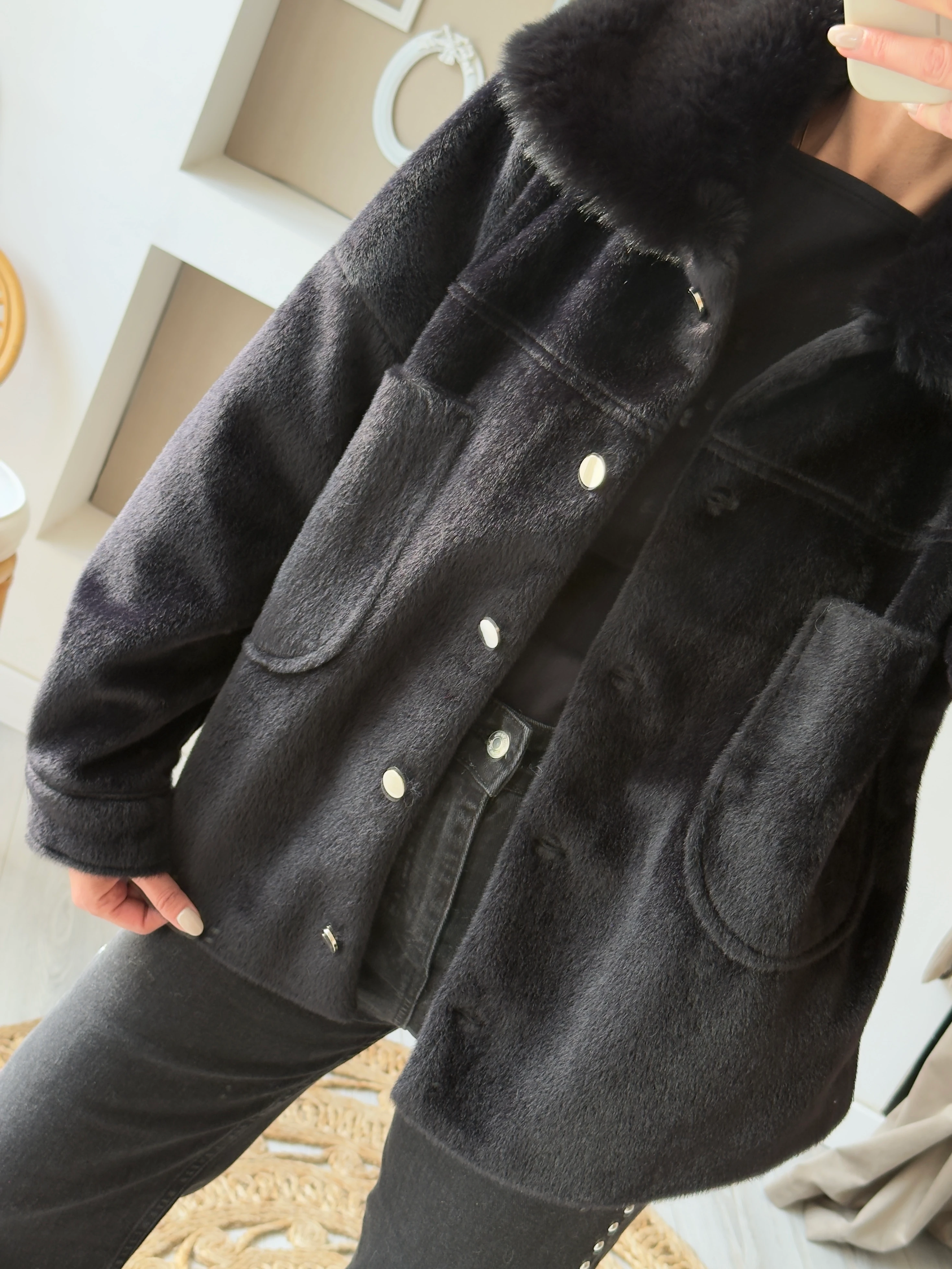 Cepli Kürk Yakalı Ceket