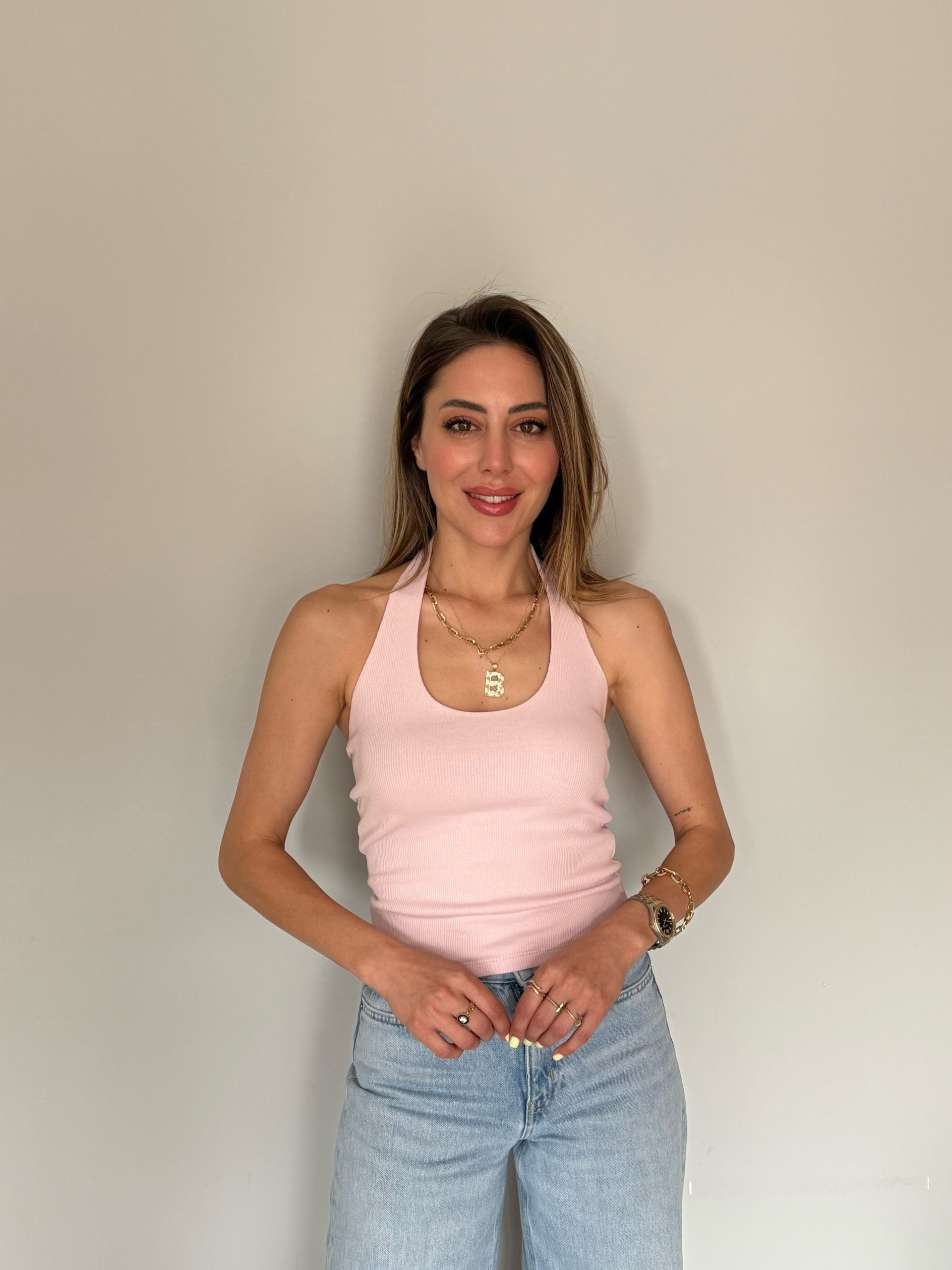 Pembe Renk Boyundan Geçirmeli Atlet