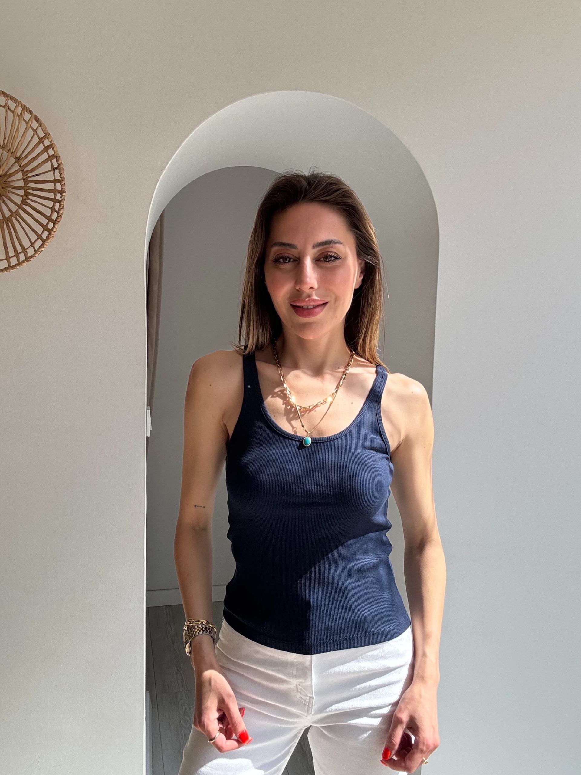 Lacivert Askılı Fitilli Atlet