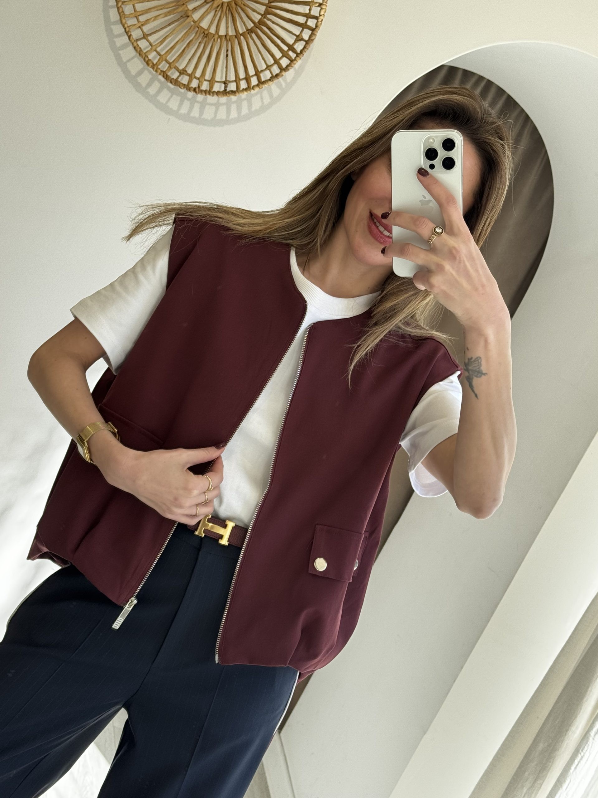 Bordo Renk Bomber Yelek