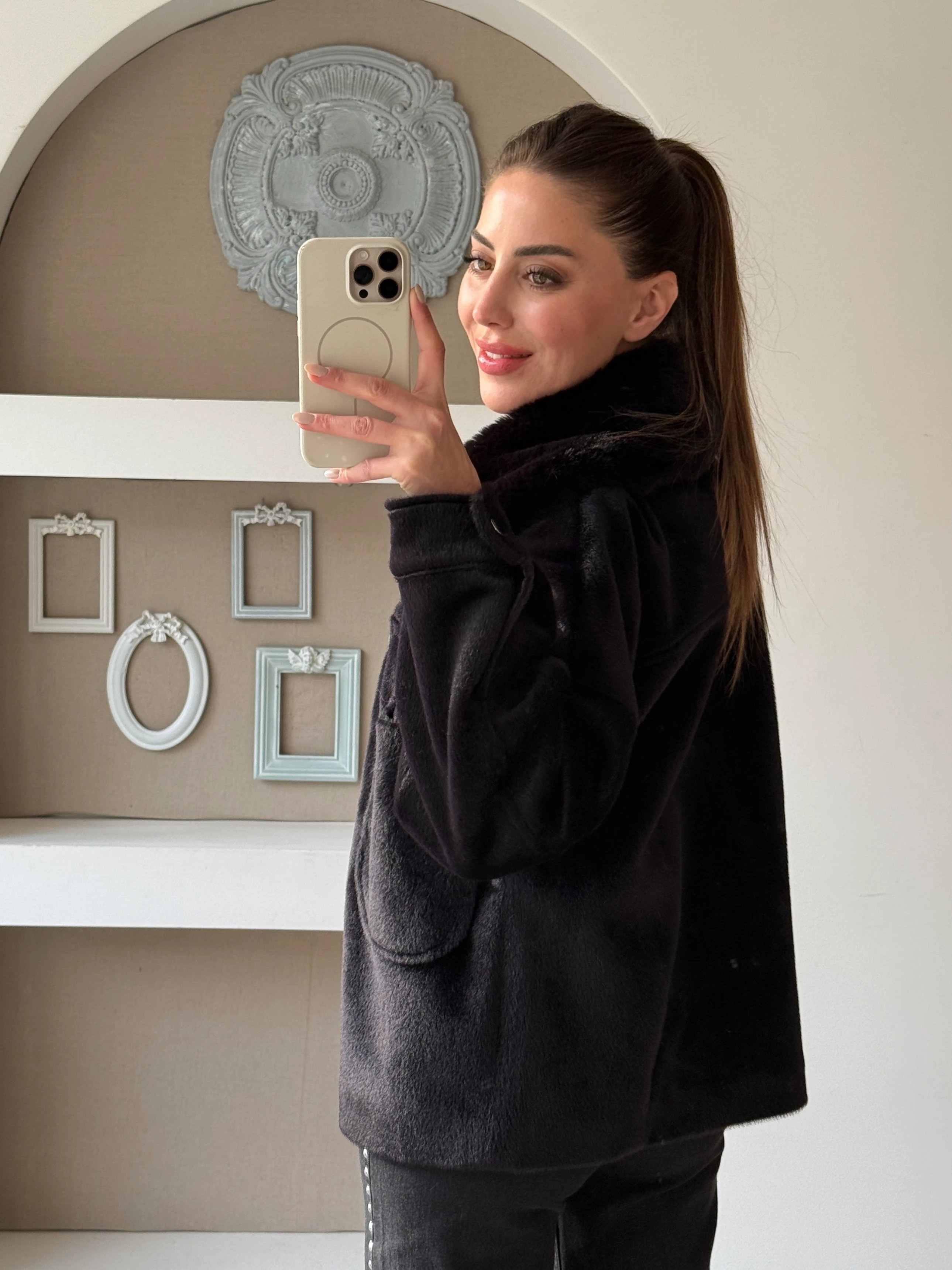 Cepli Kürk Yakalı Ceket