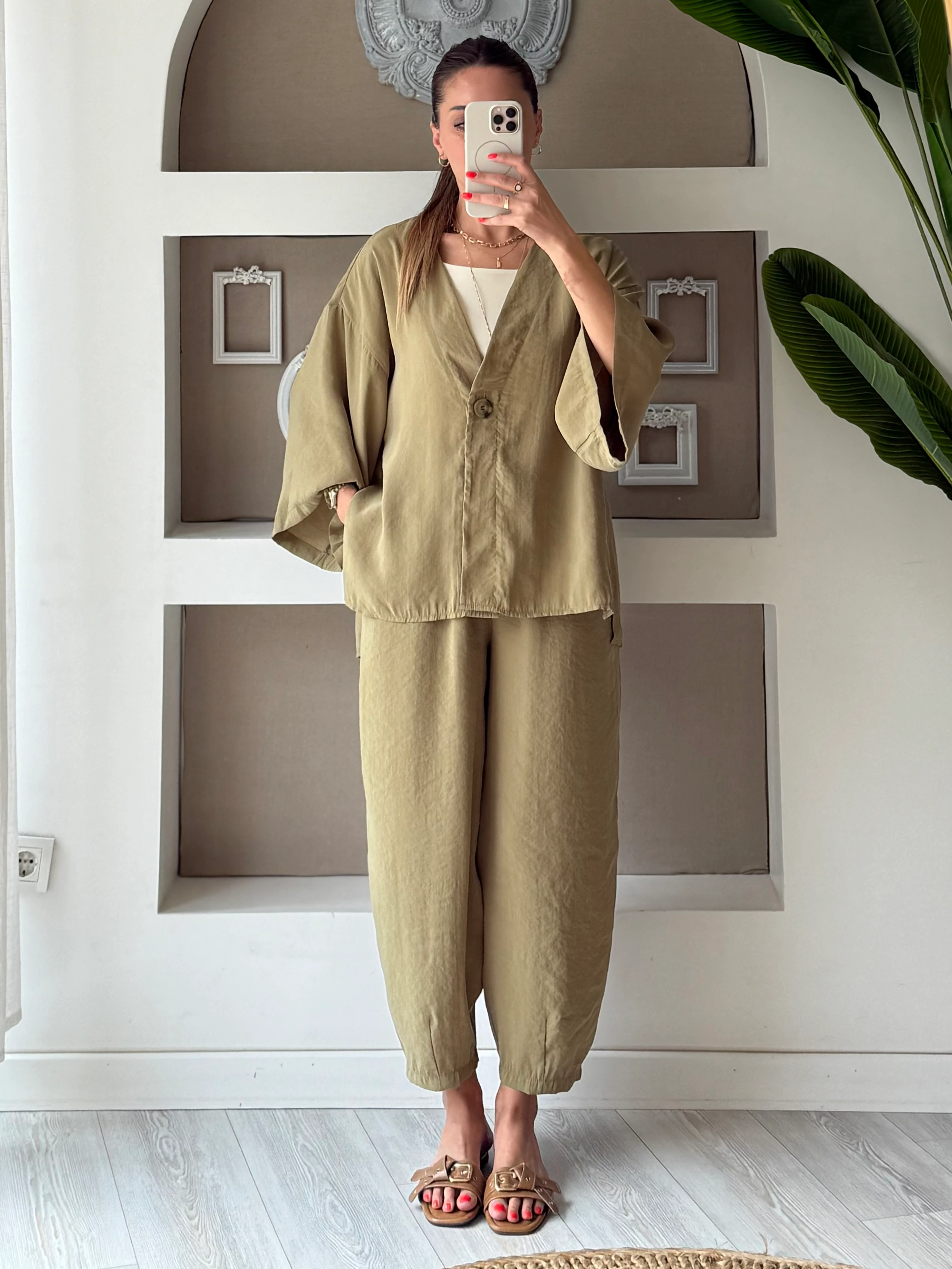 Tek Düğmeli Ceketli Takım - yeşil