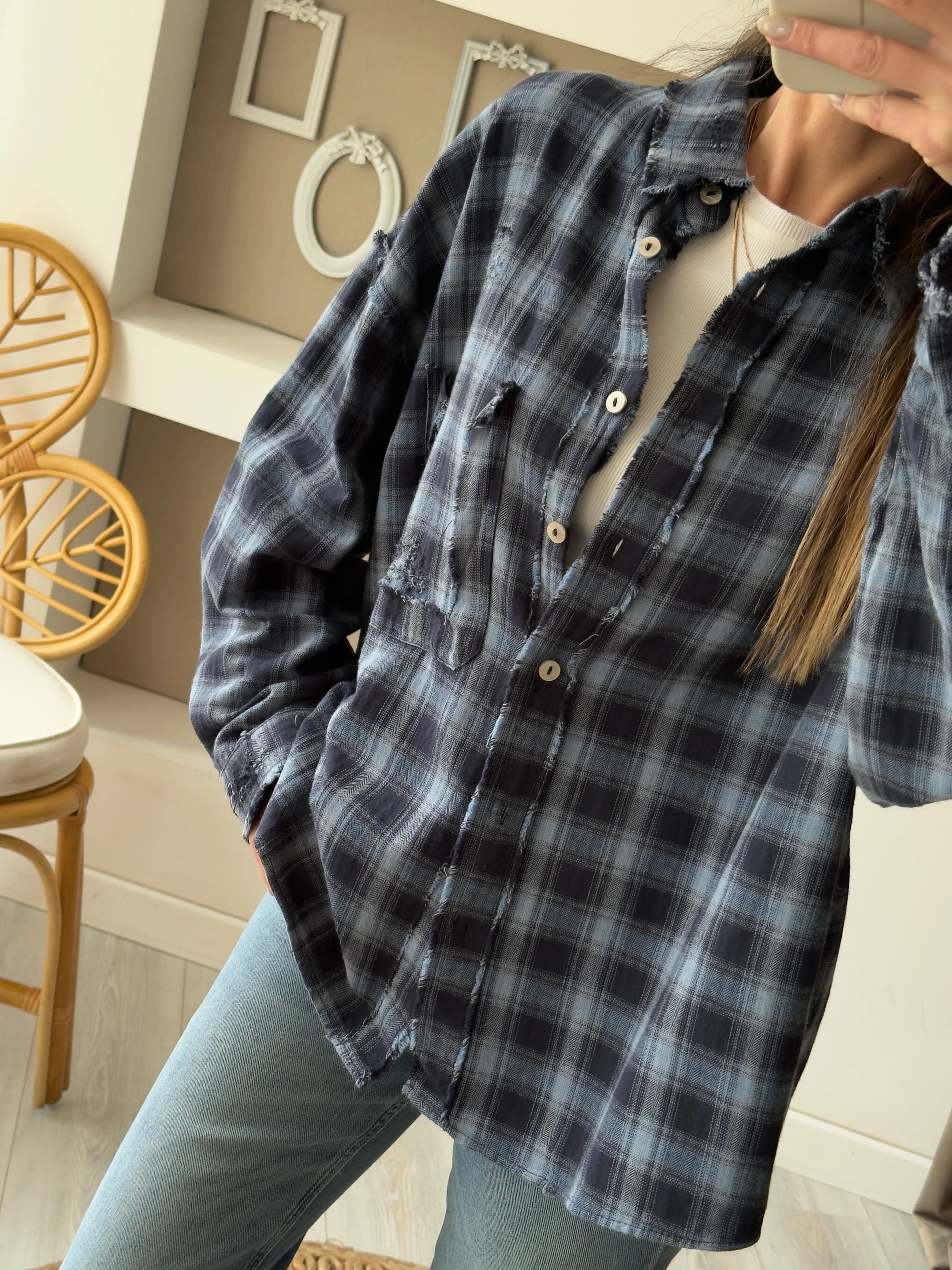 Pis Dikiş Detaylı Ekose Gömlek 