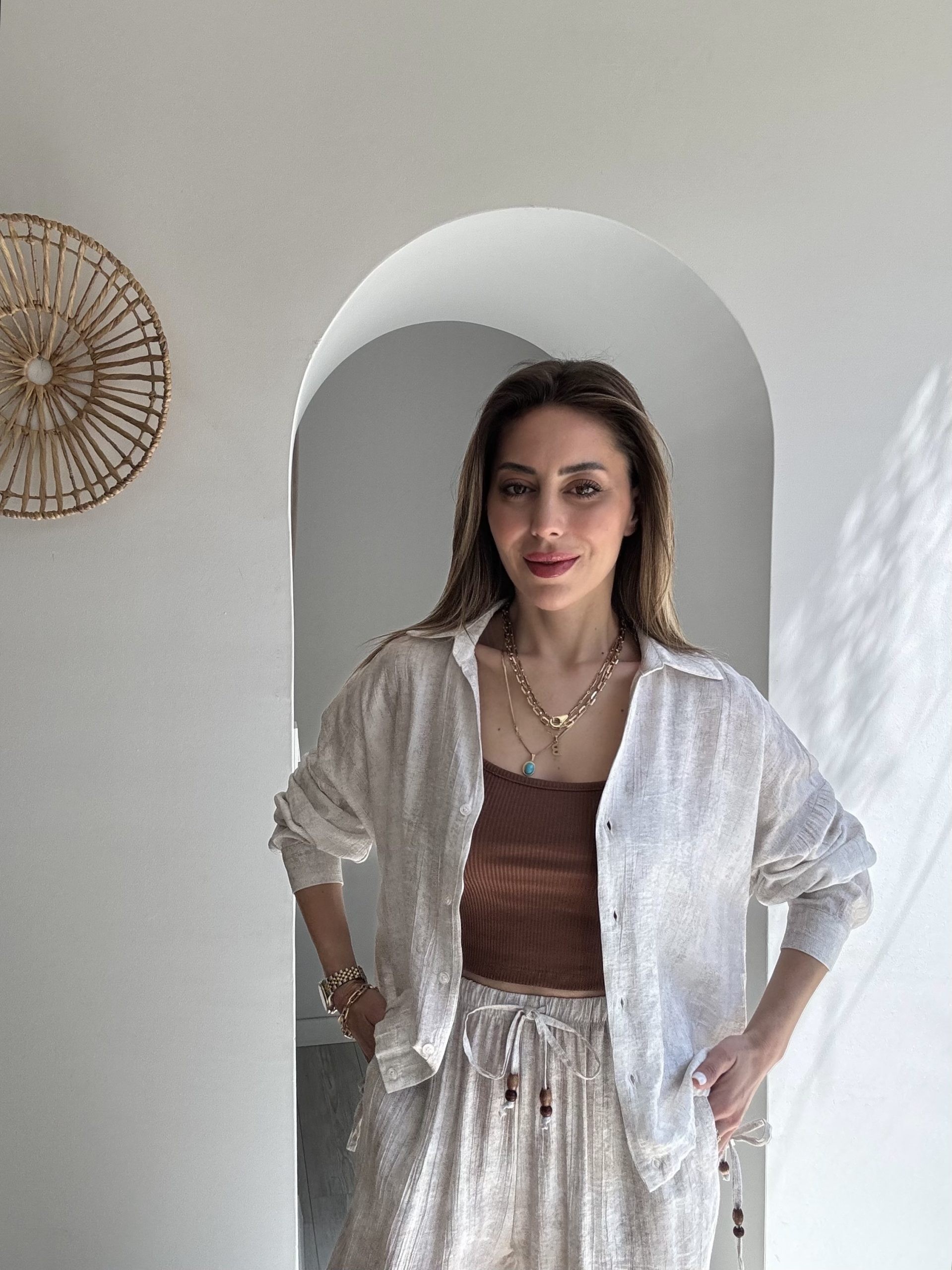 Taş Rengi Bağlama Detaylı Takım
