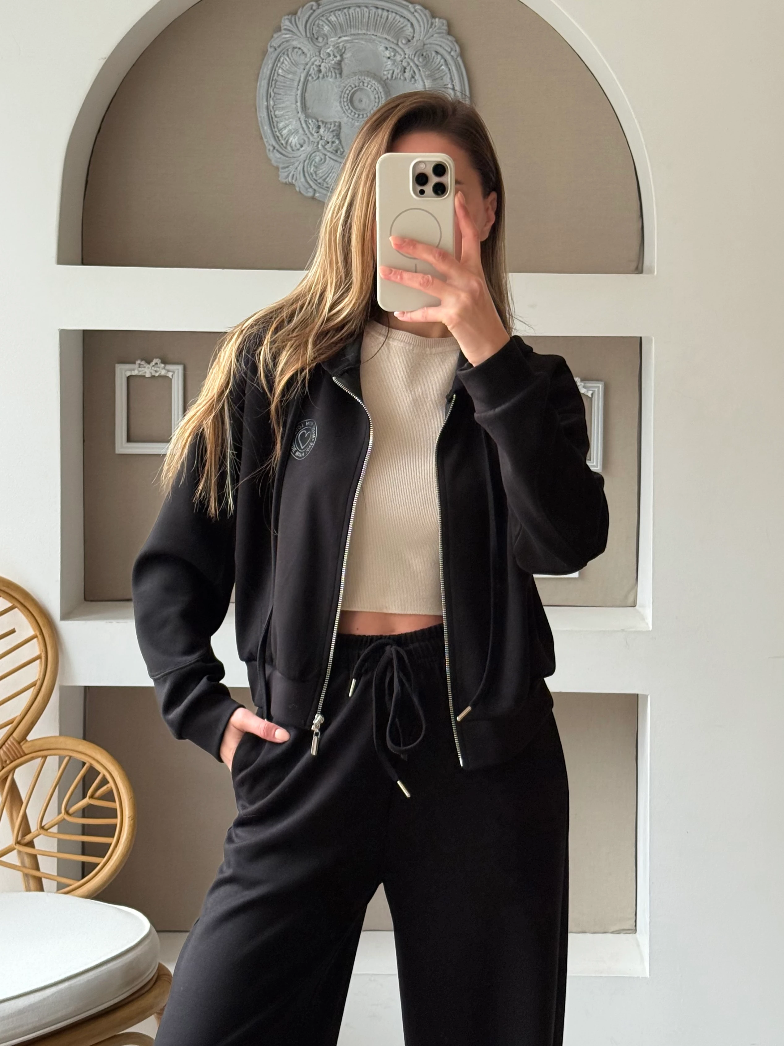 Kalp Baskı Detaylı Fermuarlı Takım