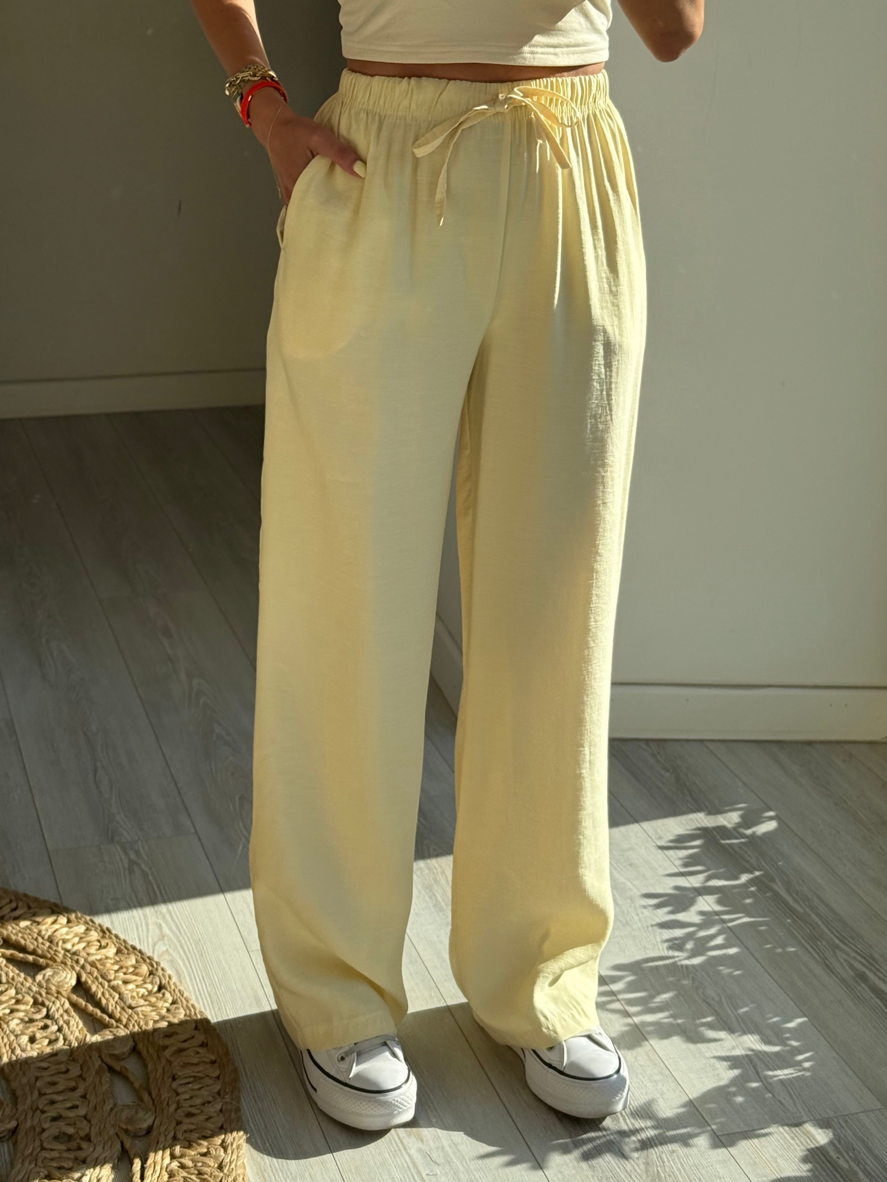 Beli Lastikli Tensel Bol Pantolon