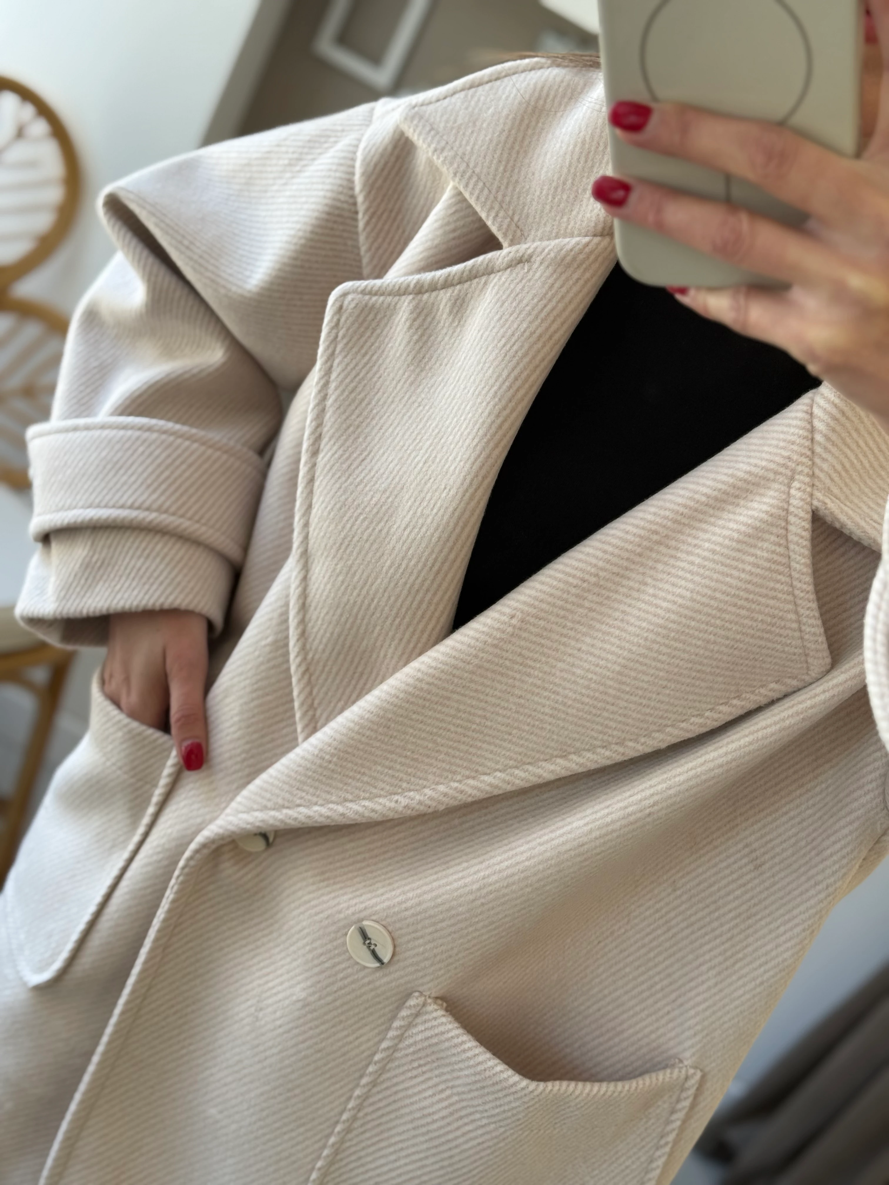 Balık Sırtı Desen Kısa Kaban