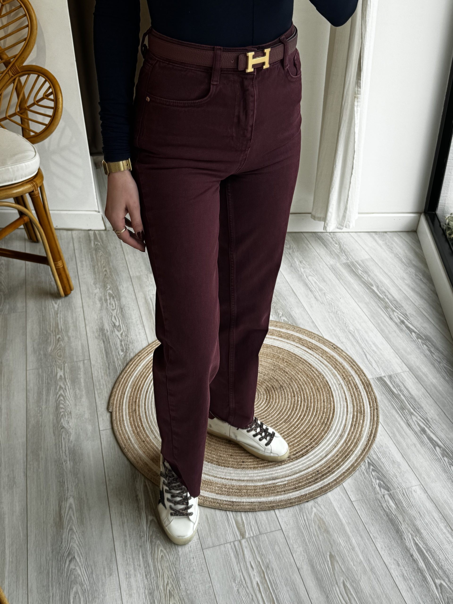 Orjinal Marka Bordo Renk Jean