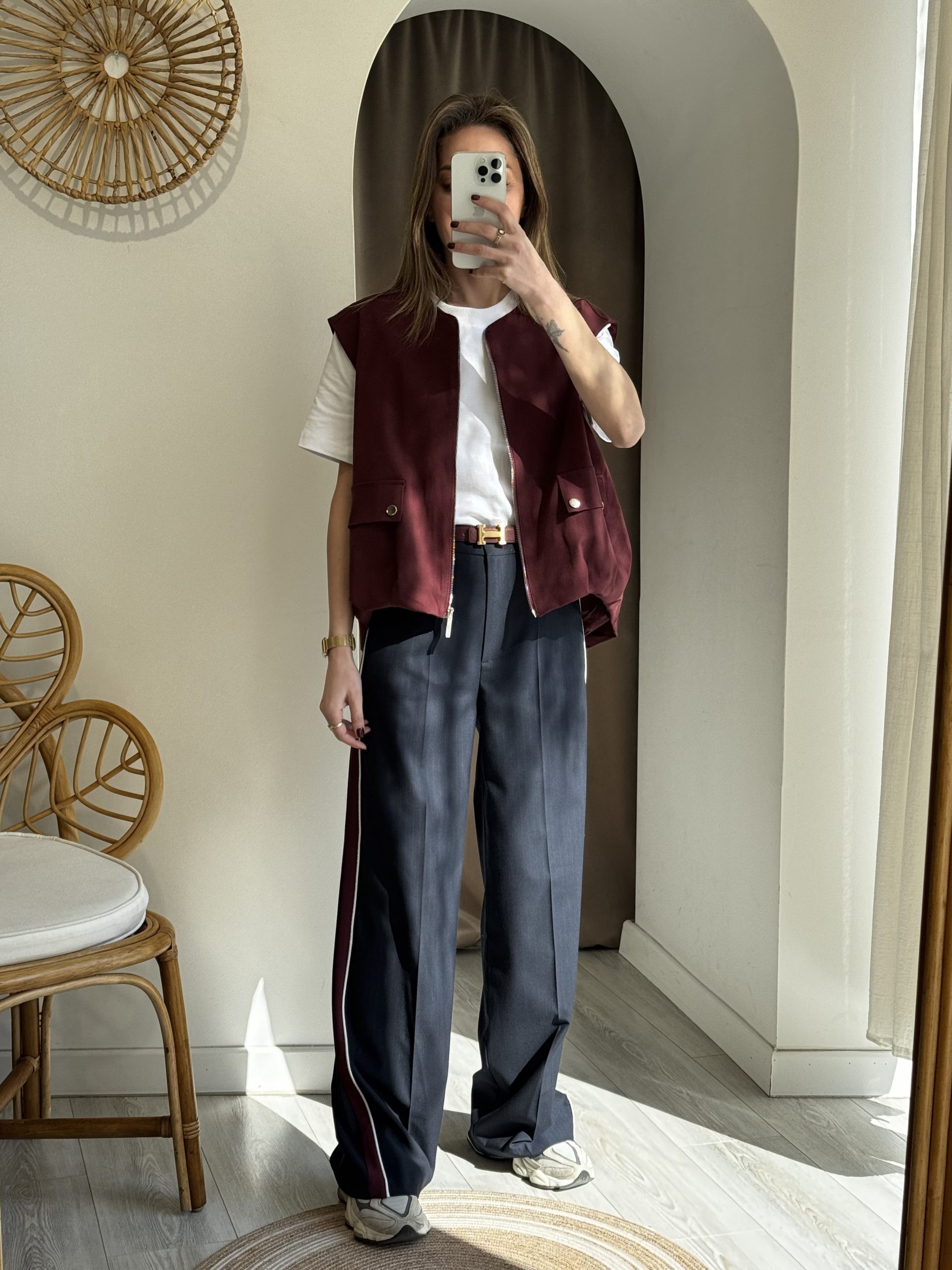 Bordo Renk Bomber Yelek