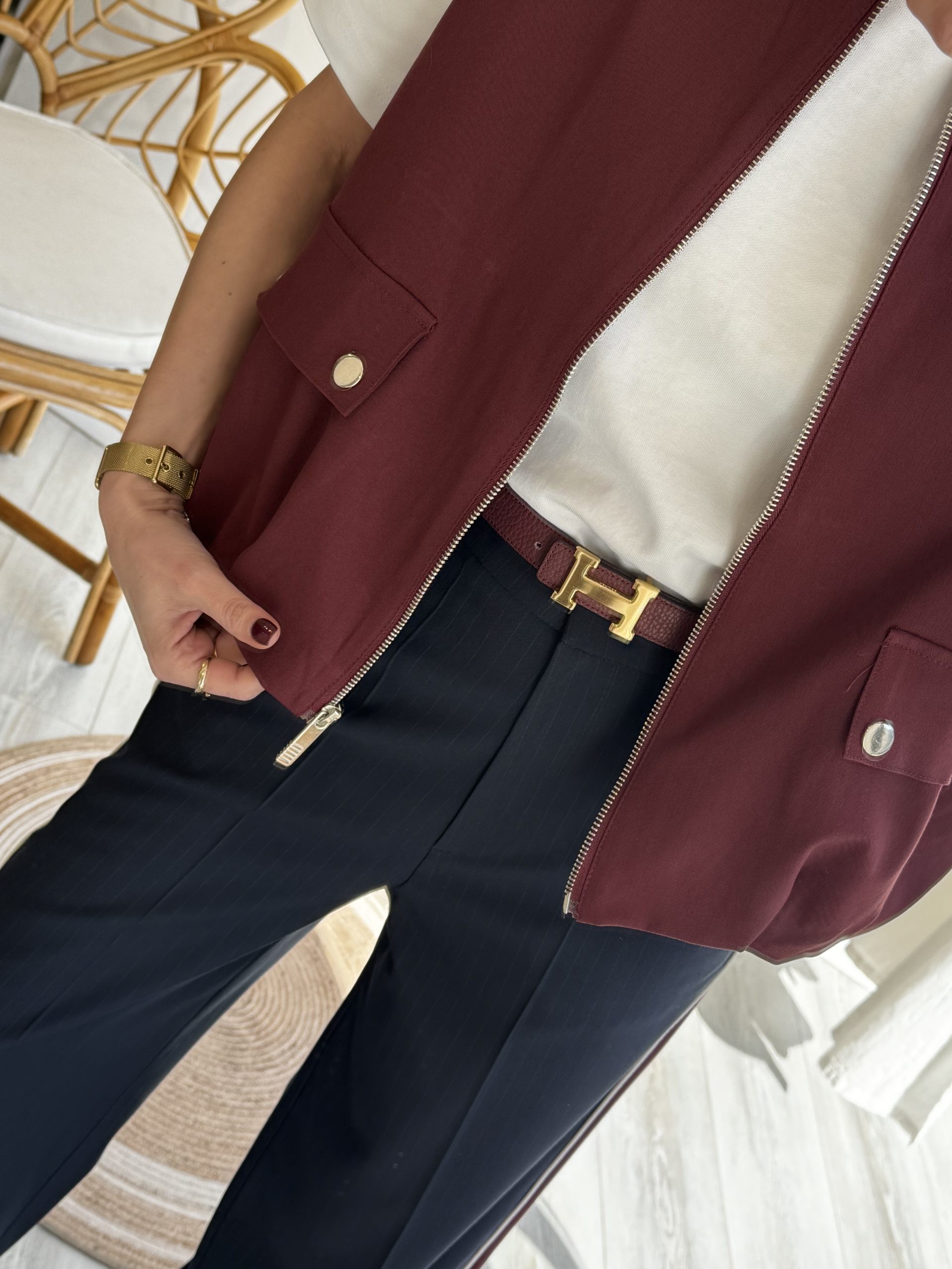 Bordo Renk Bomber Yelek
