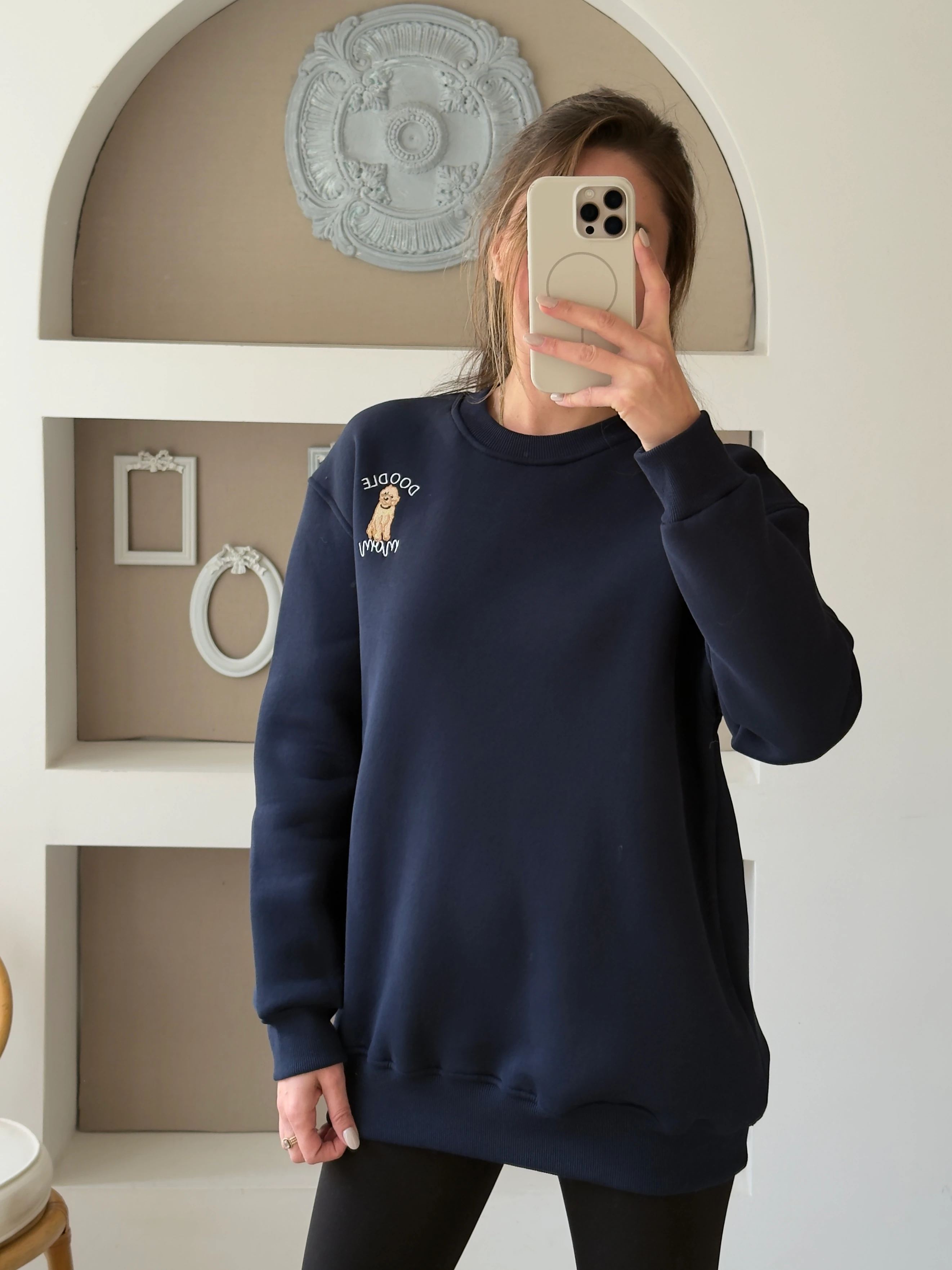 Nakış Detaylı Oversize Sweatshirt - Lacivert