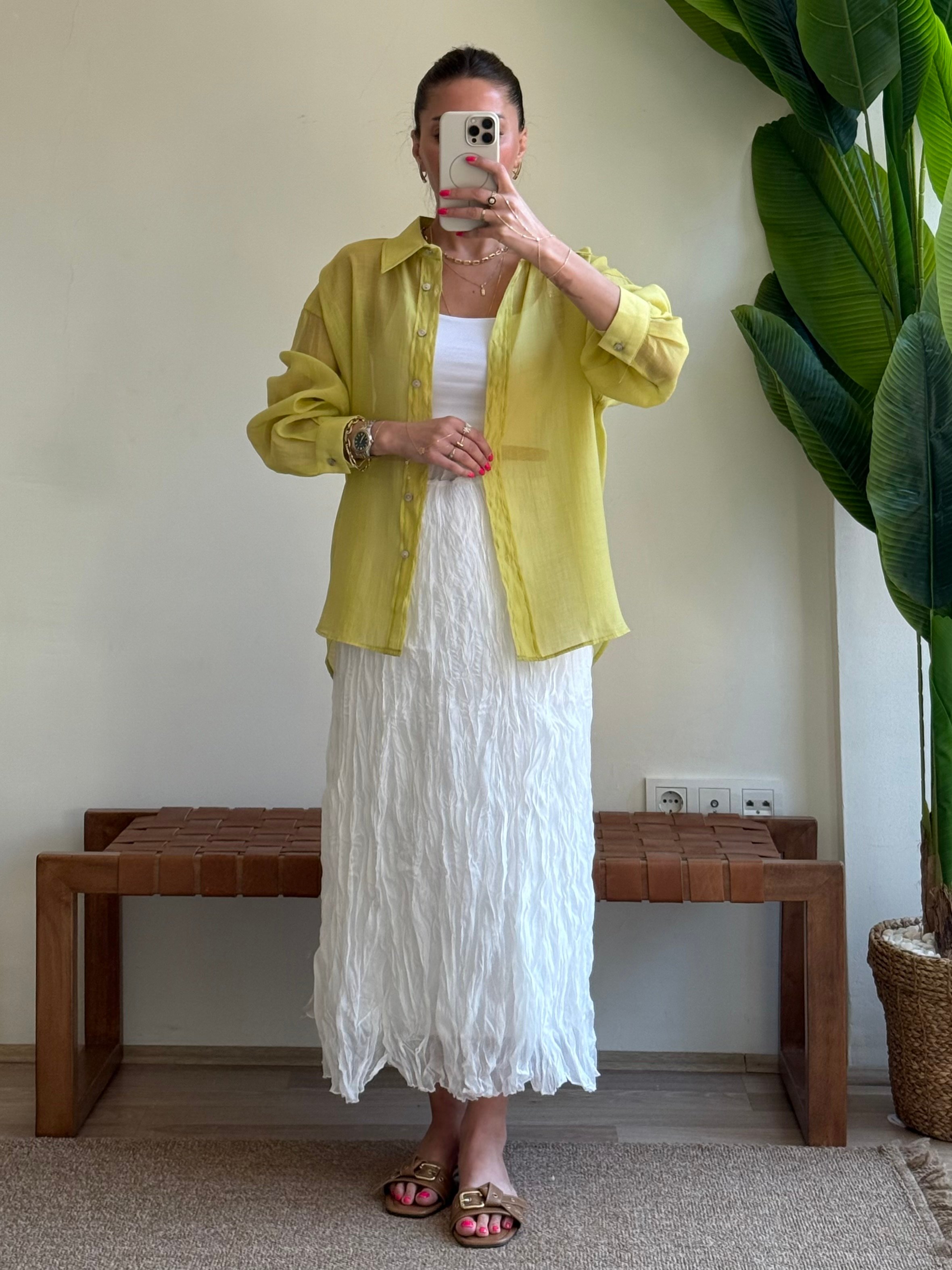 Oversize İpeksi Gömlek