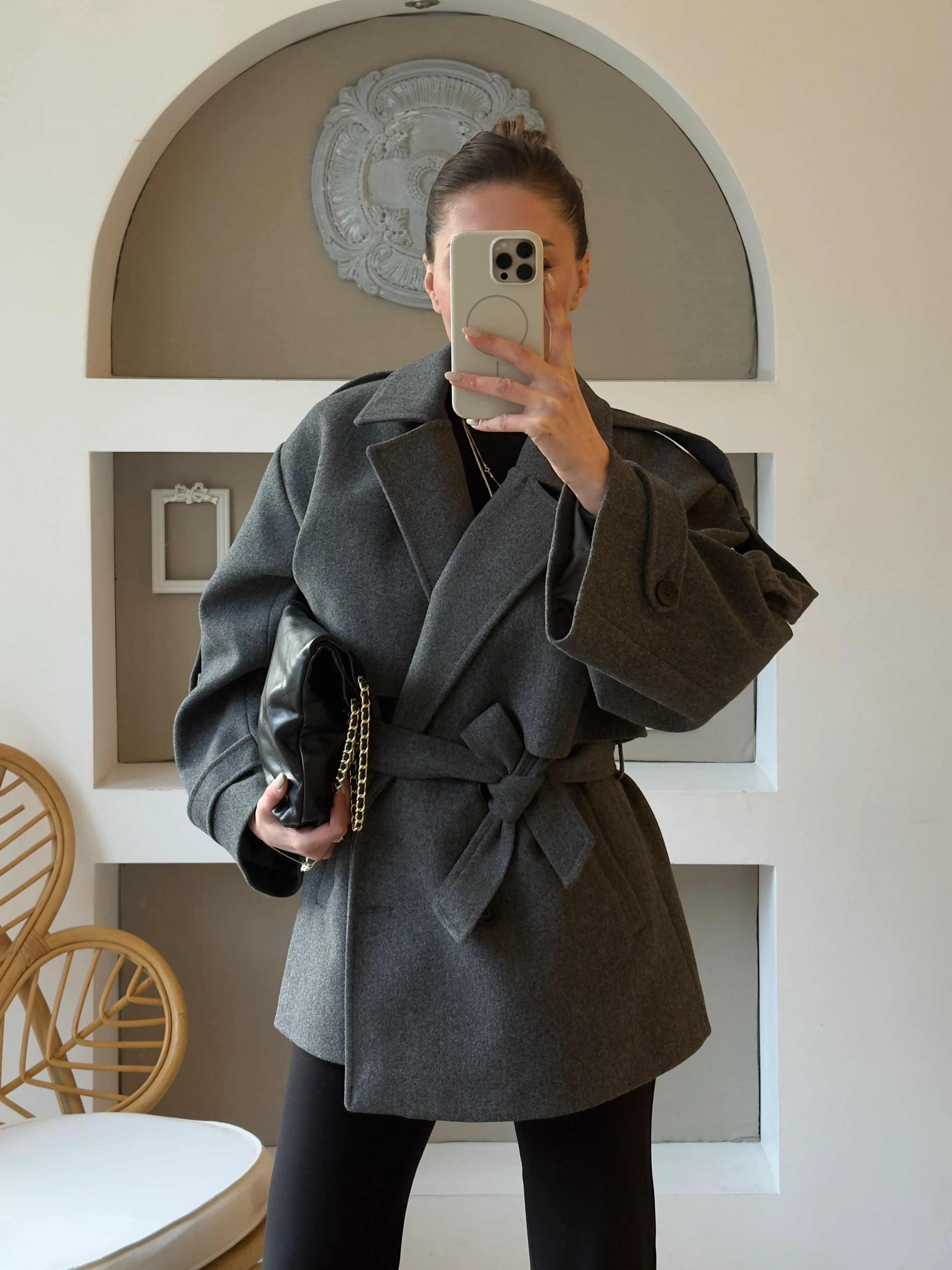 Kısa Kaşe Kaban - Füme