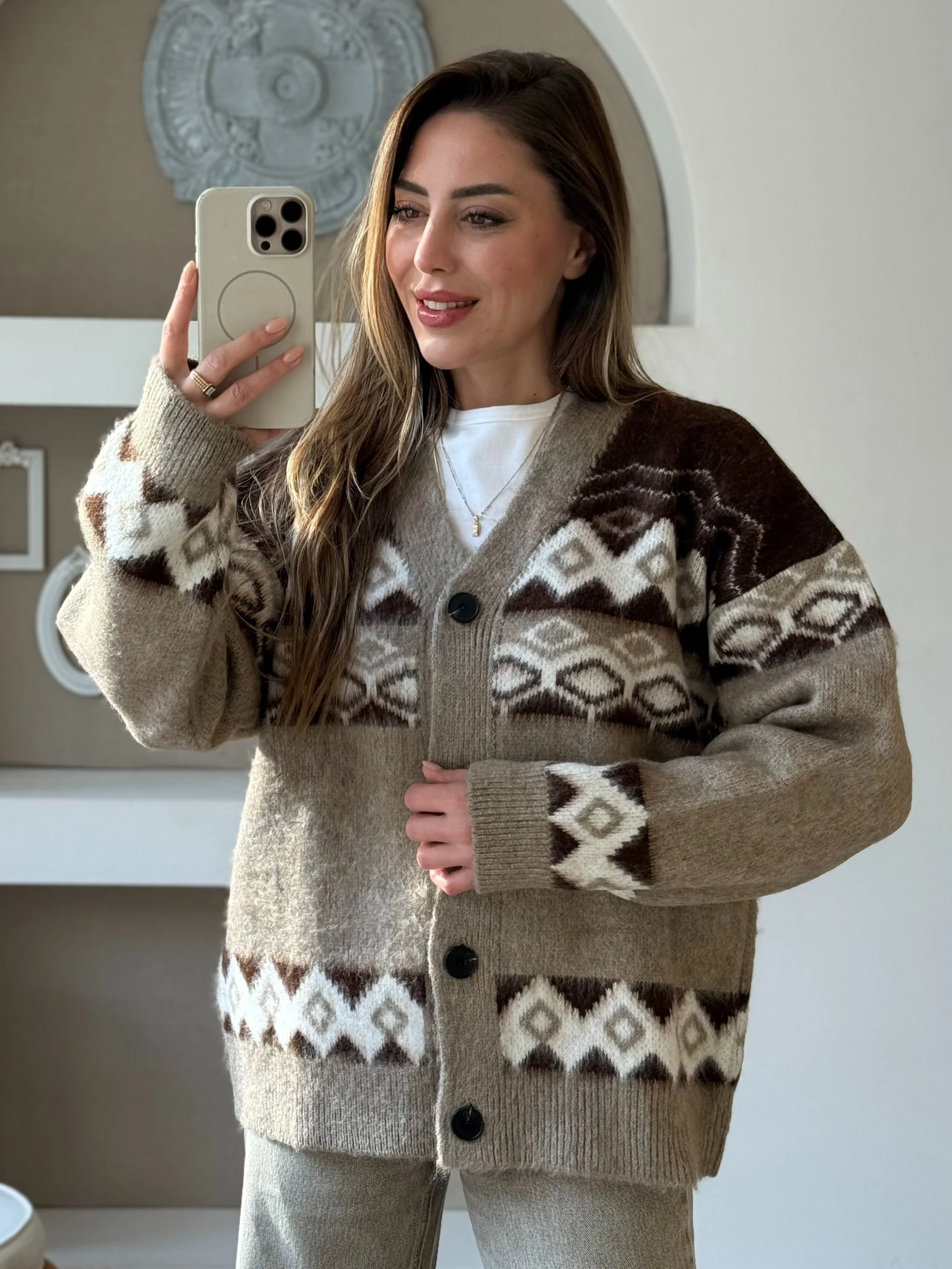 Geometrik Desen Hırka