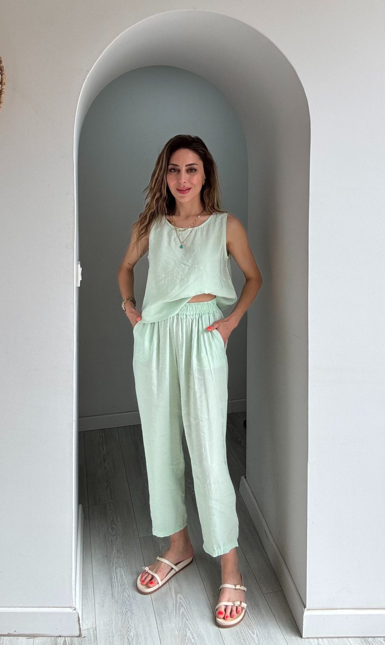Mint Yeşili Sıfır Kol Tensel Takım
