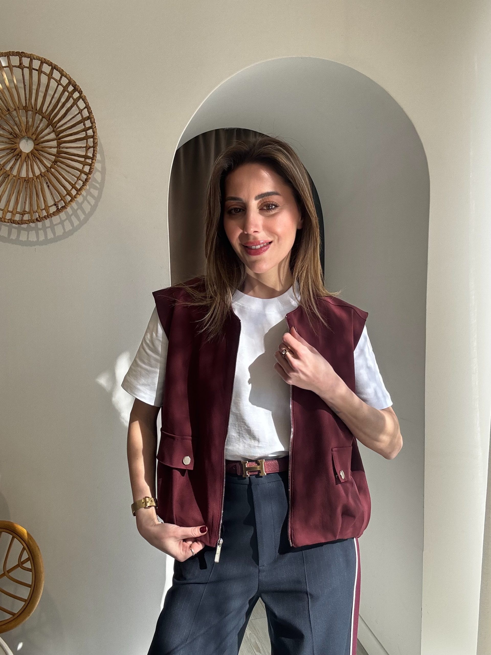 Bordo Renk Bomber Yelek