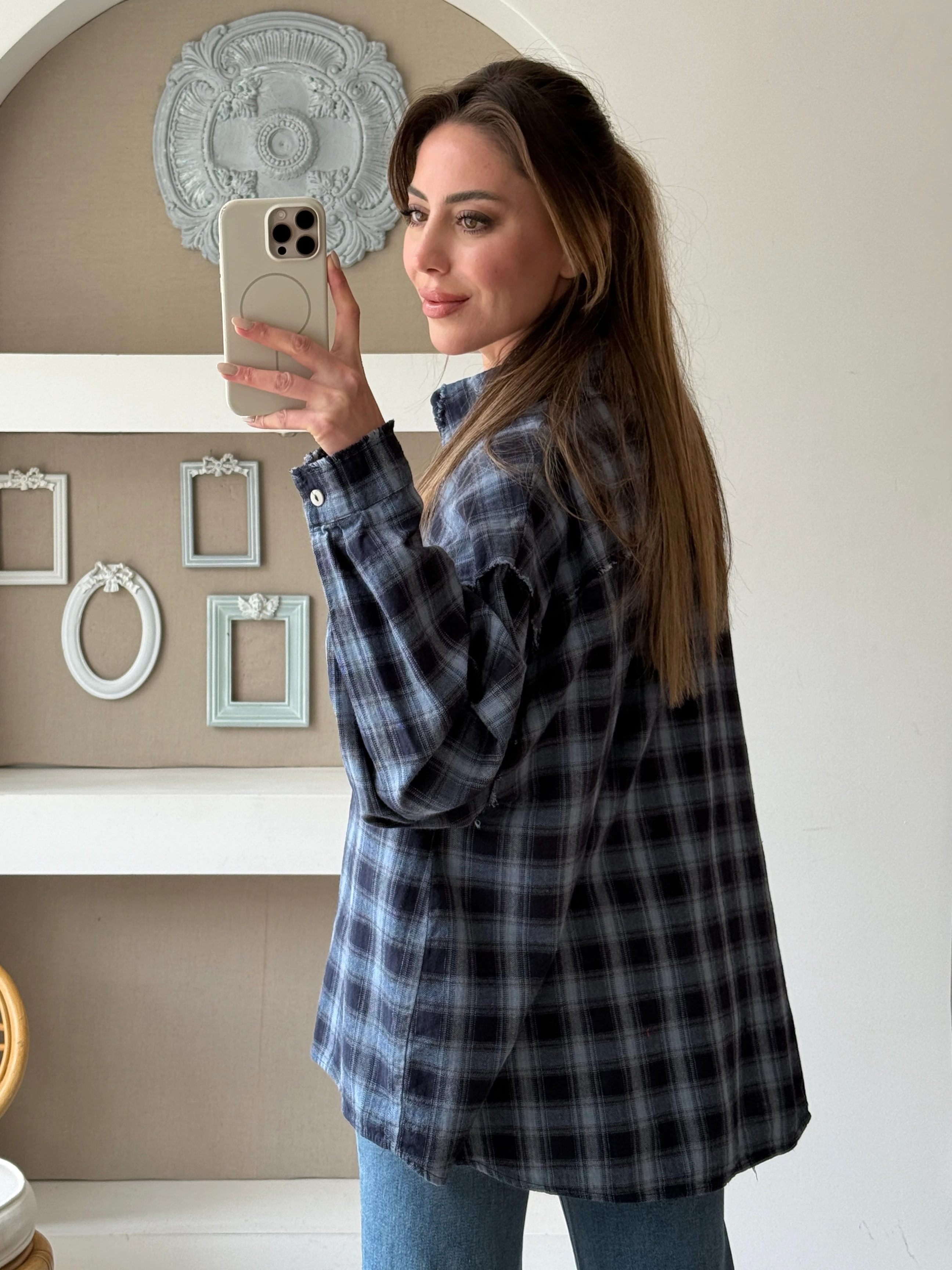 Pis Dikiş Detaylı Ekose Gömlek 