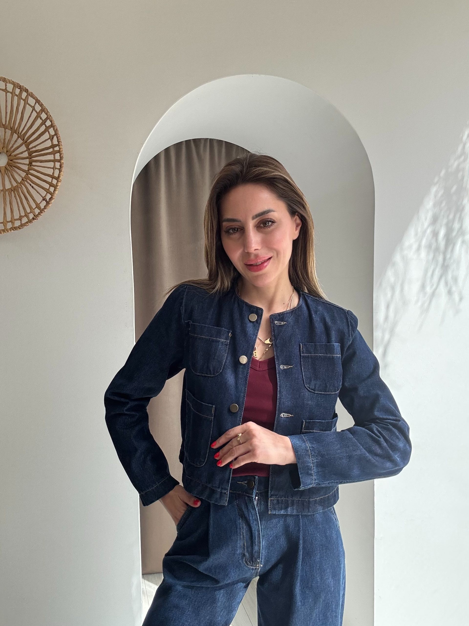Crop Ceketli Kot Takım