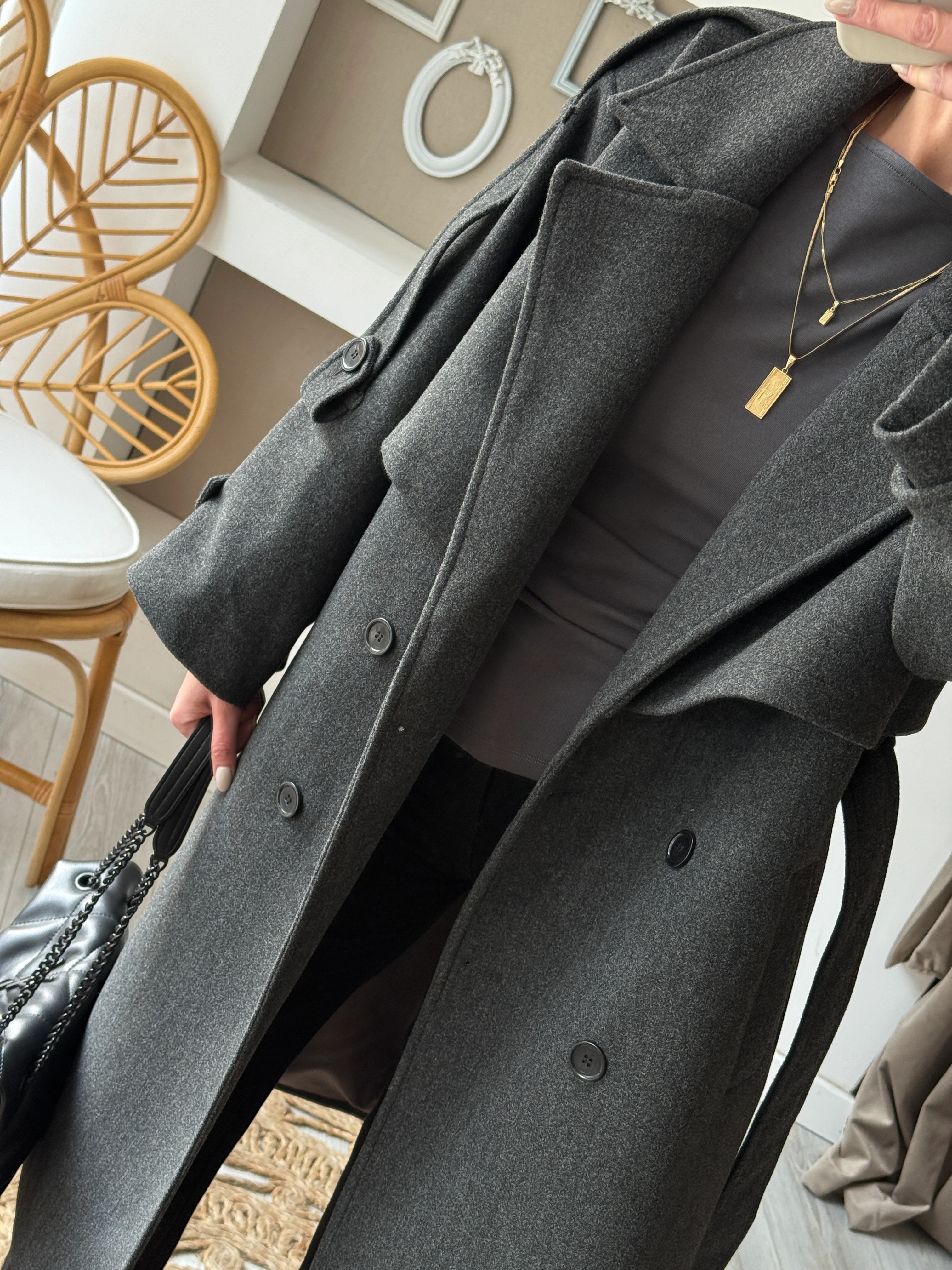 Apolet Detaylı Kaşe Kaban