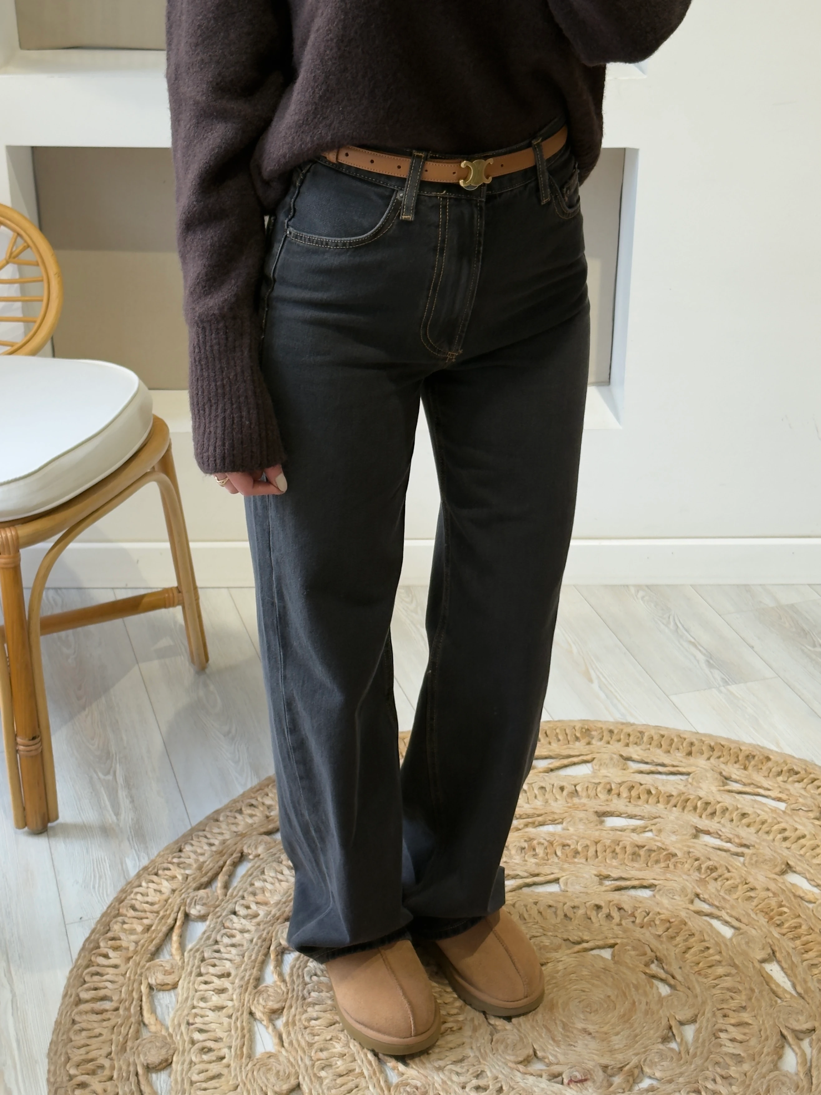 Orjinal Marka Füme Renk Baggy Jean