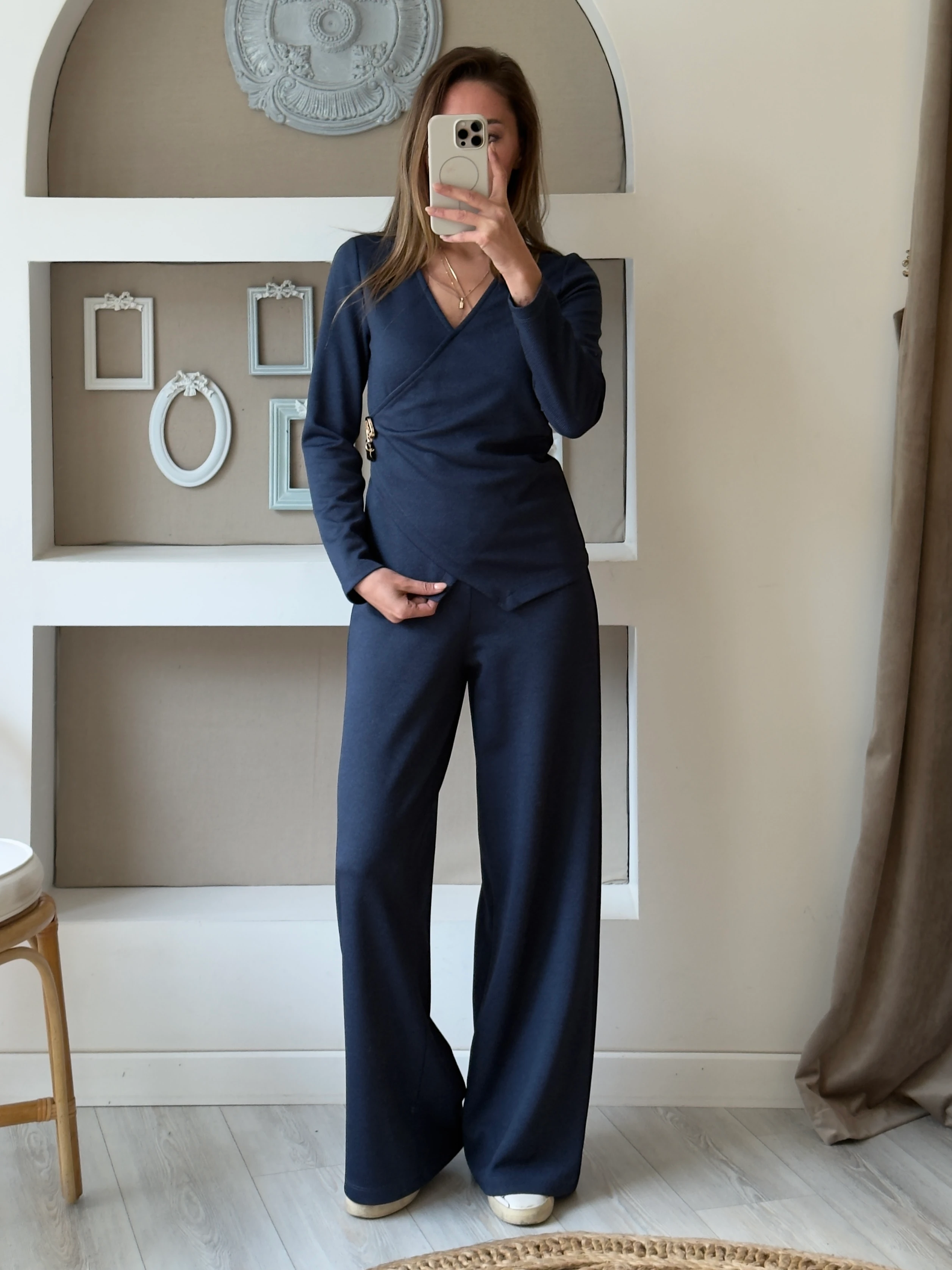 Gold Toka Detaylı Kruvaze Takım - Lacivert