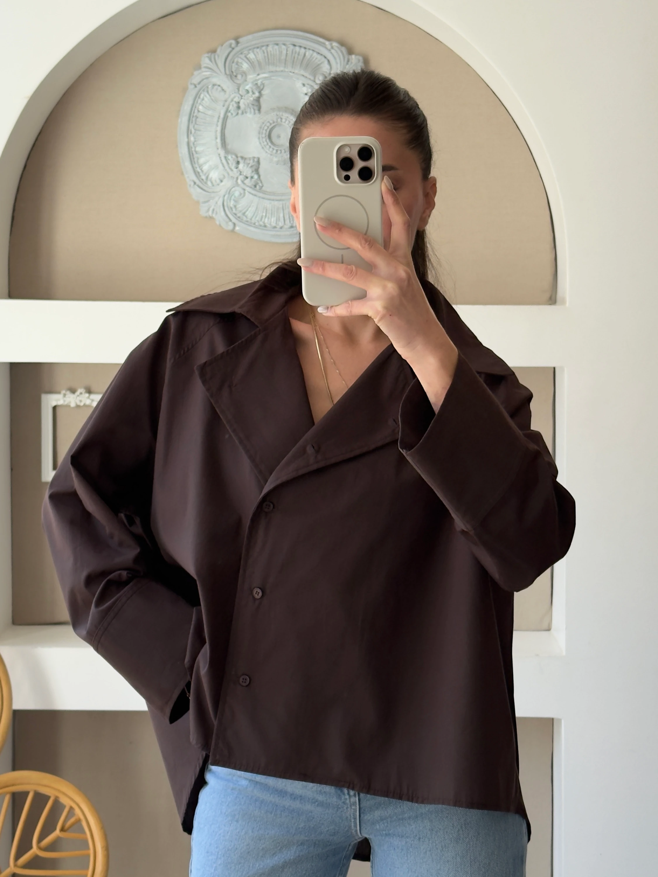 Reglan Poplin Gömlek - Kahverengi