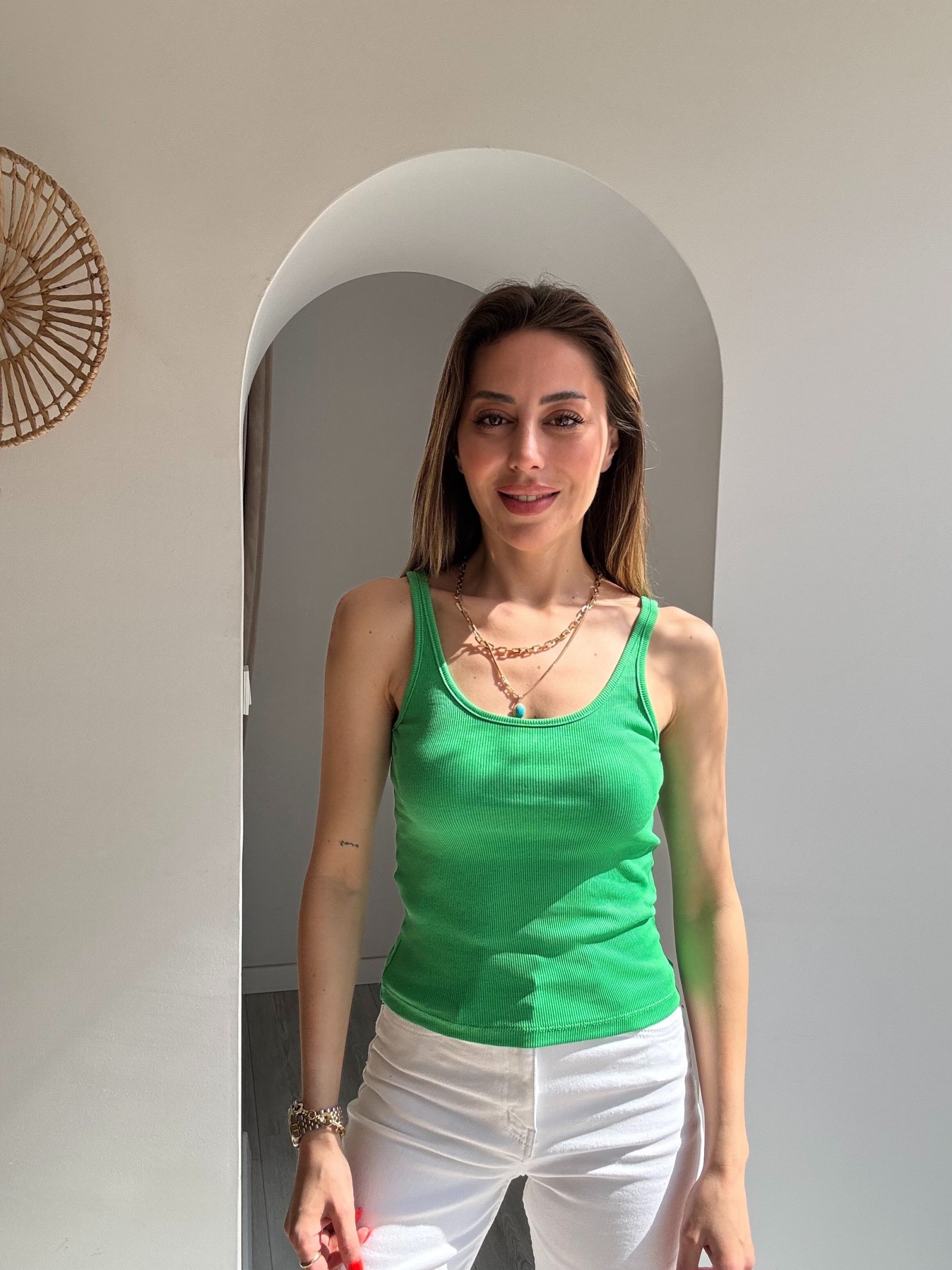 Benetton Yeşili Askılı Fitilli Atlet