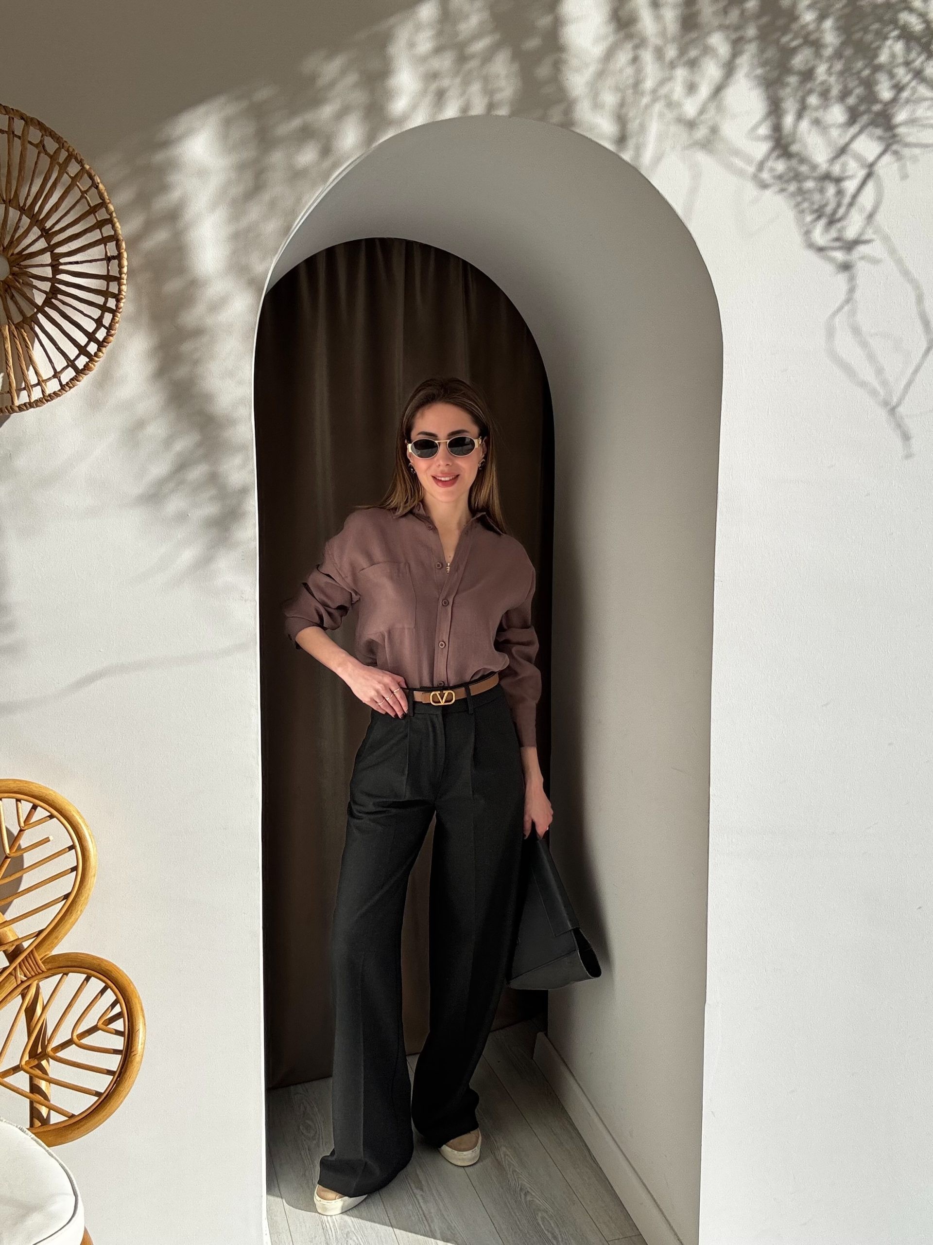 Antrasit Renk Pile Detaylı Palazzo Pantolon