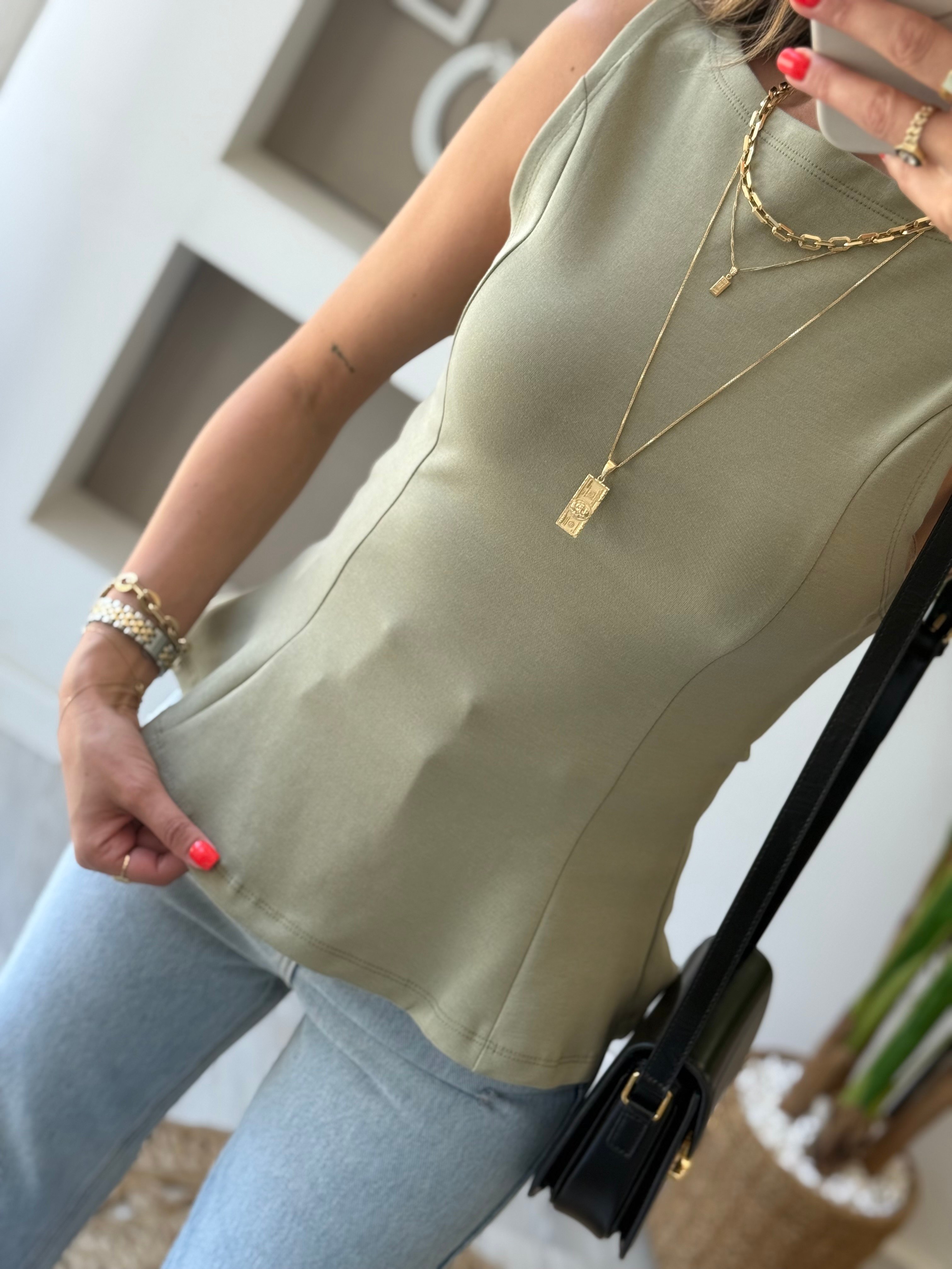 Dilvin Kayık Yaka Peplum Top