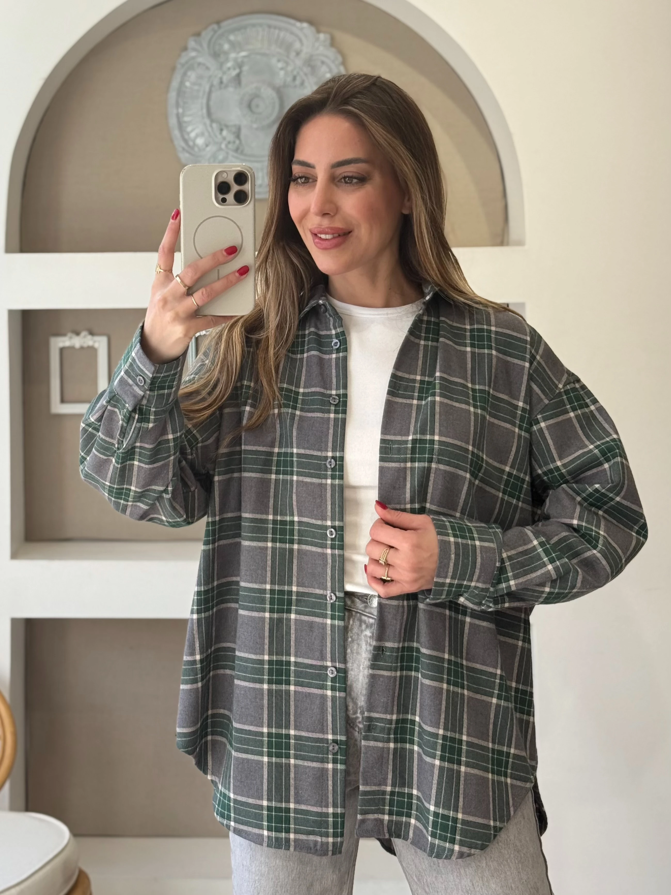 Ekose Desen Gömlek - yeşil