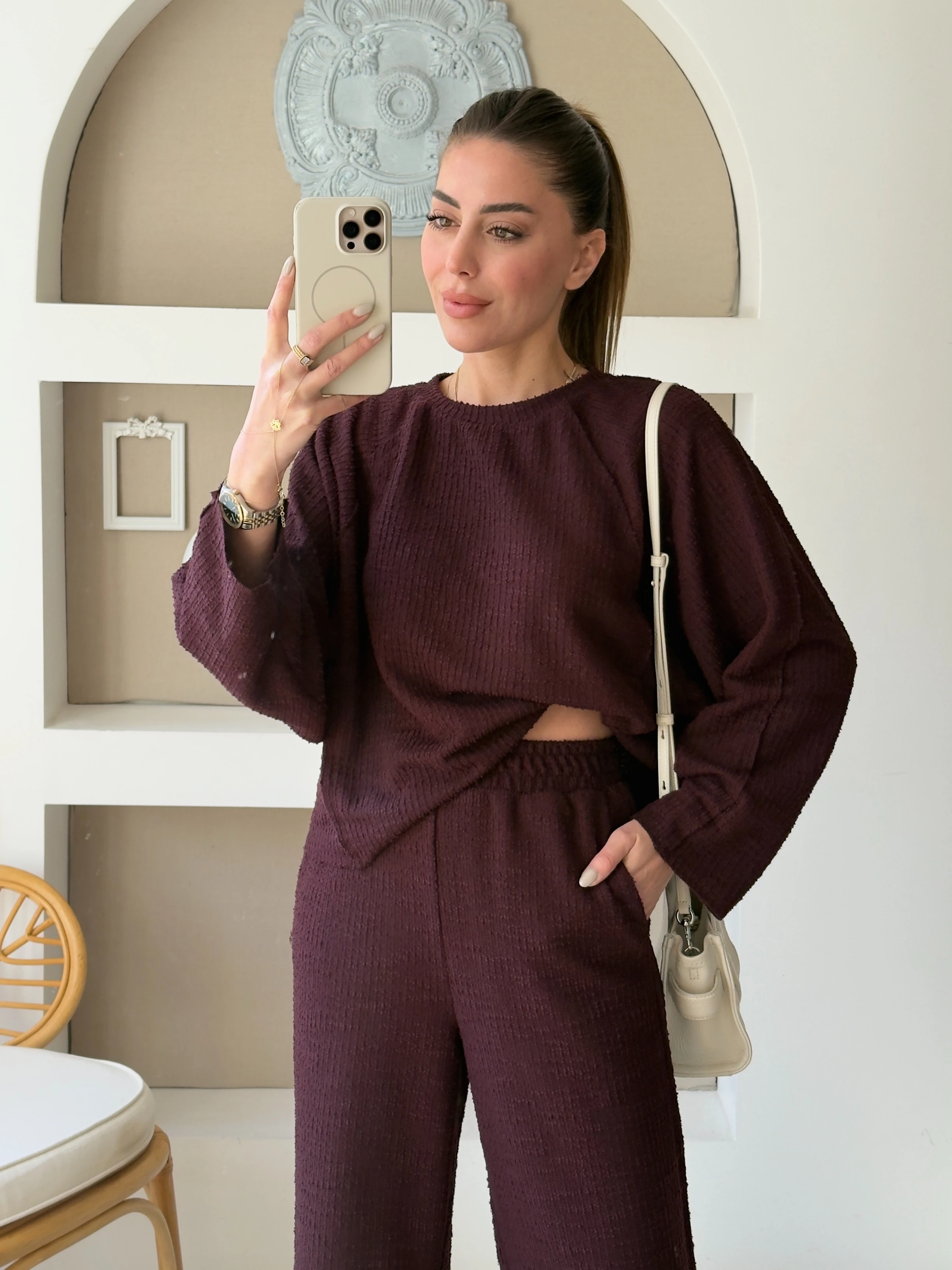 Bürümcük Dokulu Takım - Bordo