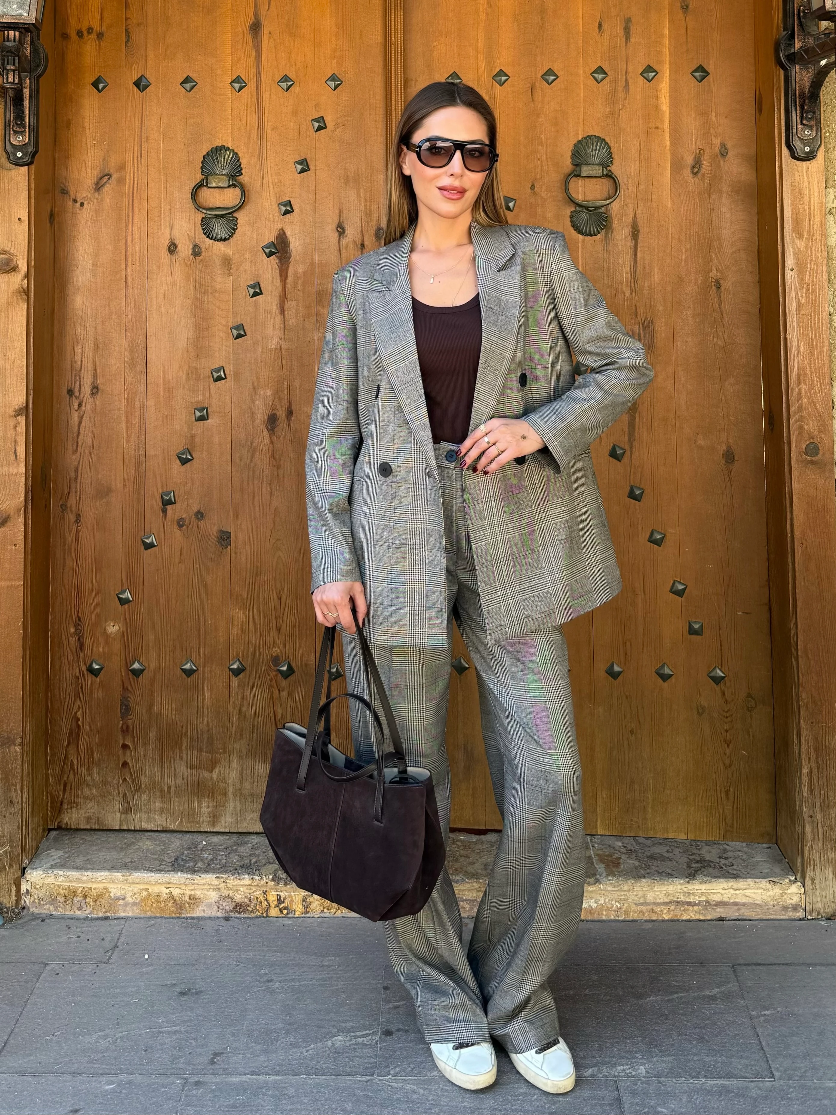 Ekose Desen Ceket Pantolon Takım