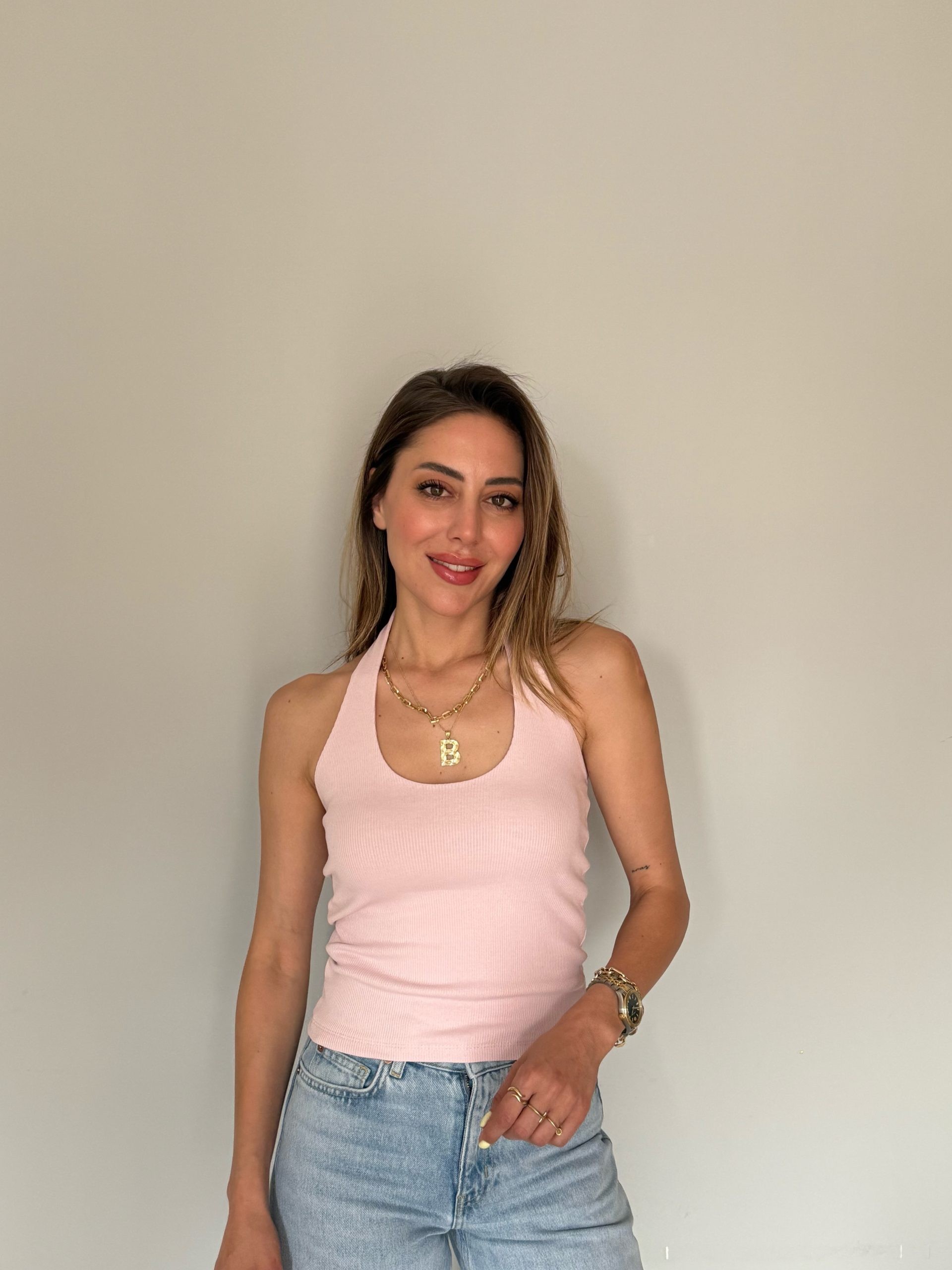 Pembe Renk Boyundan Geçirmeli Atlet