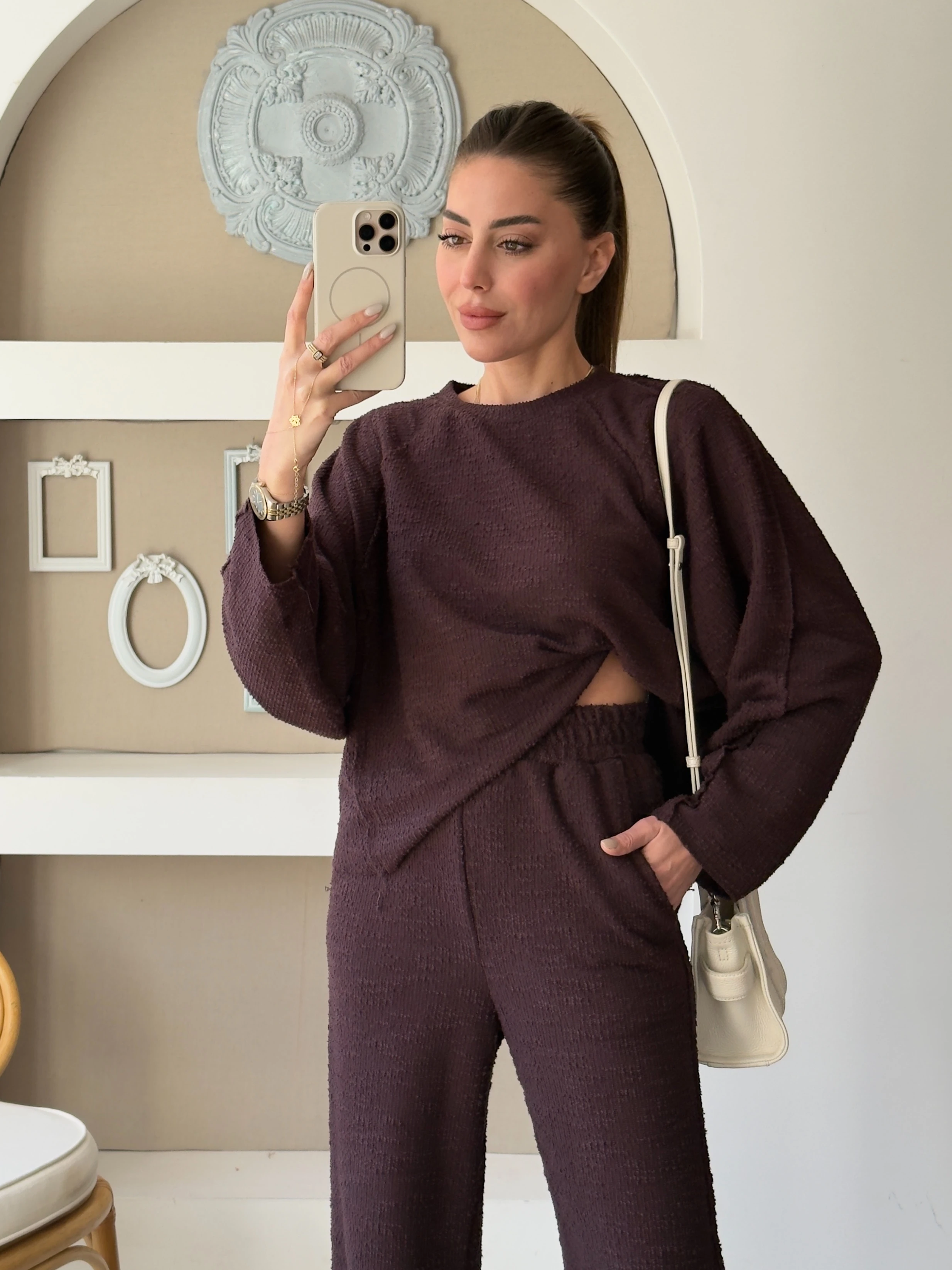 Bürümcük Dokulu Takım - Kahverengi