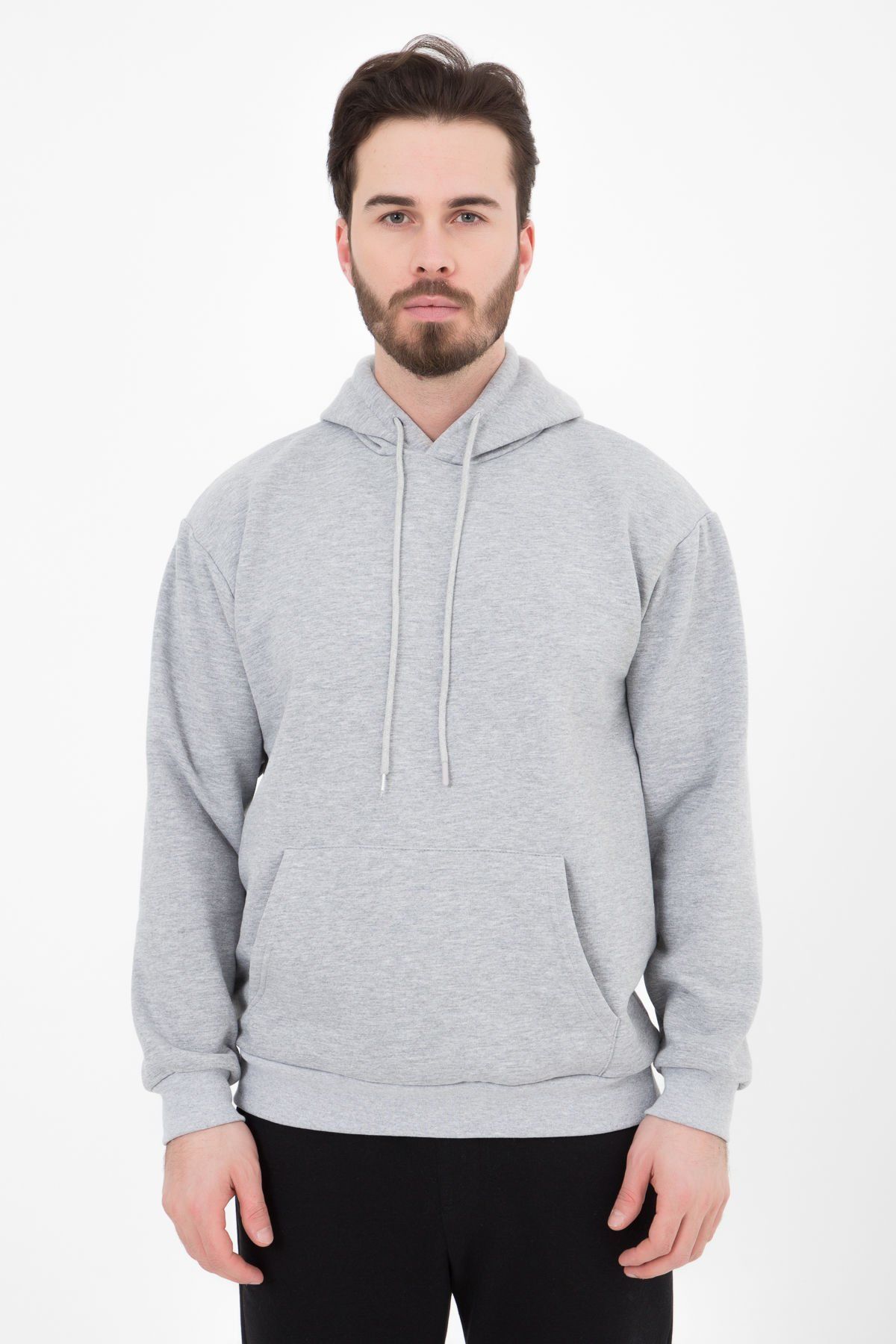 Erkek Kapüşonlu Şardonlu Regular fit Basic Sweatshirt