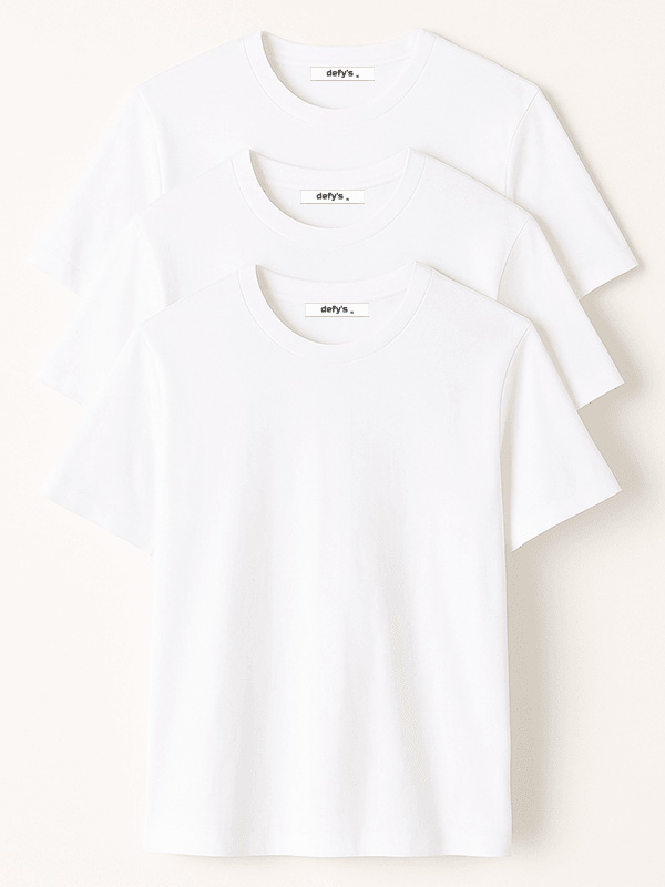 Erkek 3’lü Basic Regular Fit Bisiklet Yaka Tişört Seti - BEYAZ