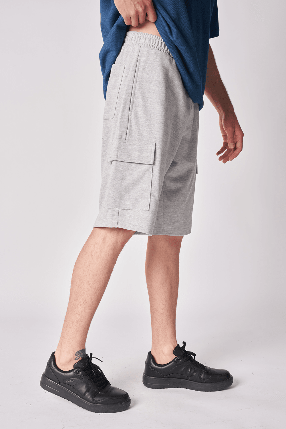 Erkek Kargo Cepli Regular Fit Bermuda - Gri Melanj