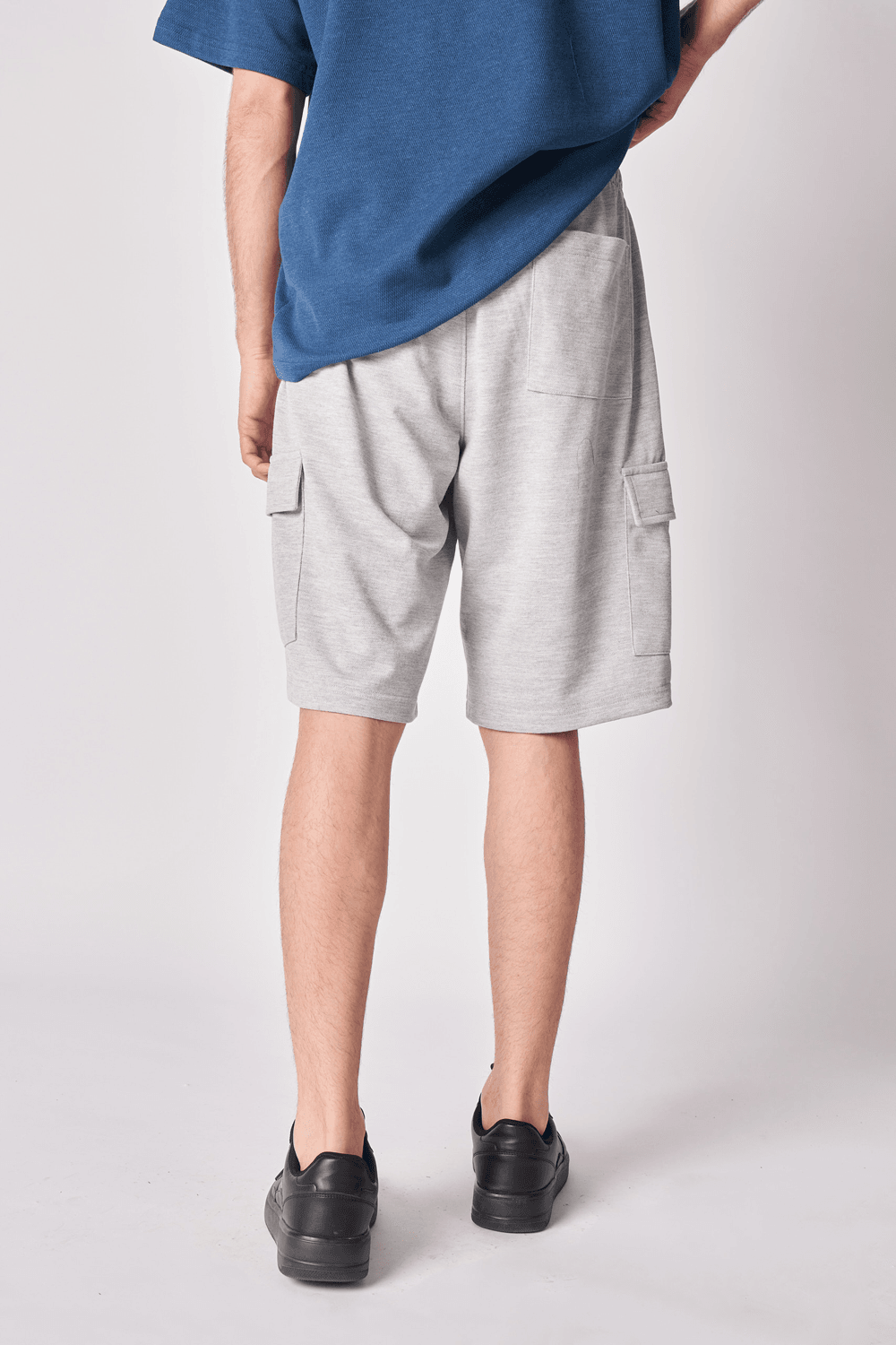 Erkek Kargo Cepli Regular Fit Bermuda - Gri Melanj