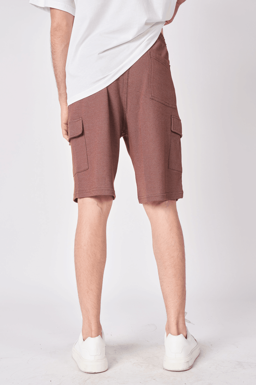 Erkek Kargo Cepli Jakarlı Regular Fit Bermuda - KAHVE