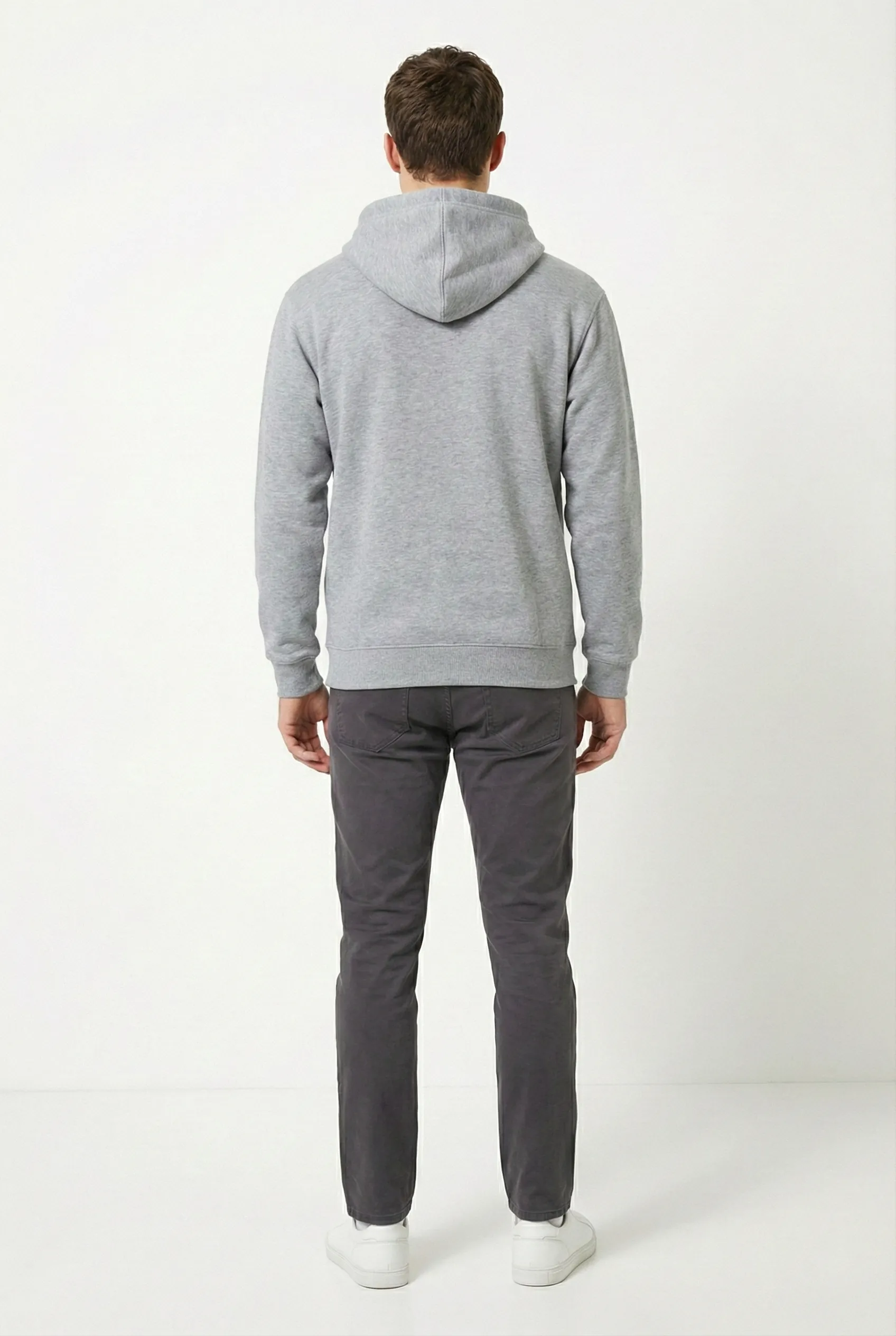 Erkek Kapüşonlu Şardonlu Regular fit Basic Sweatshirt - Gri